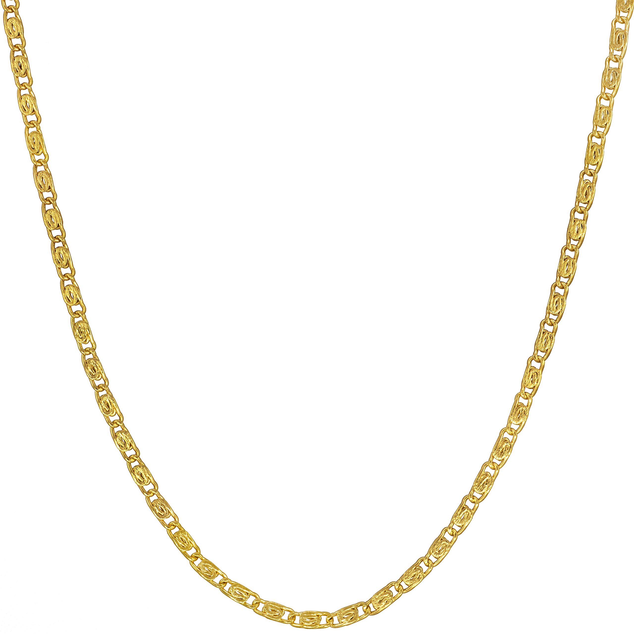 LIFETIME JEWELRYScroll Link Chain Necklace 24k Real Gold Plated for Men & Women