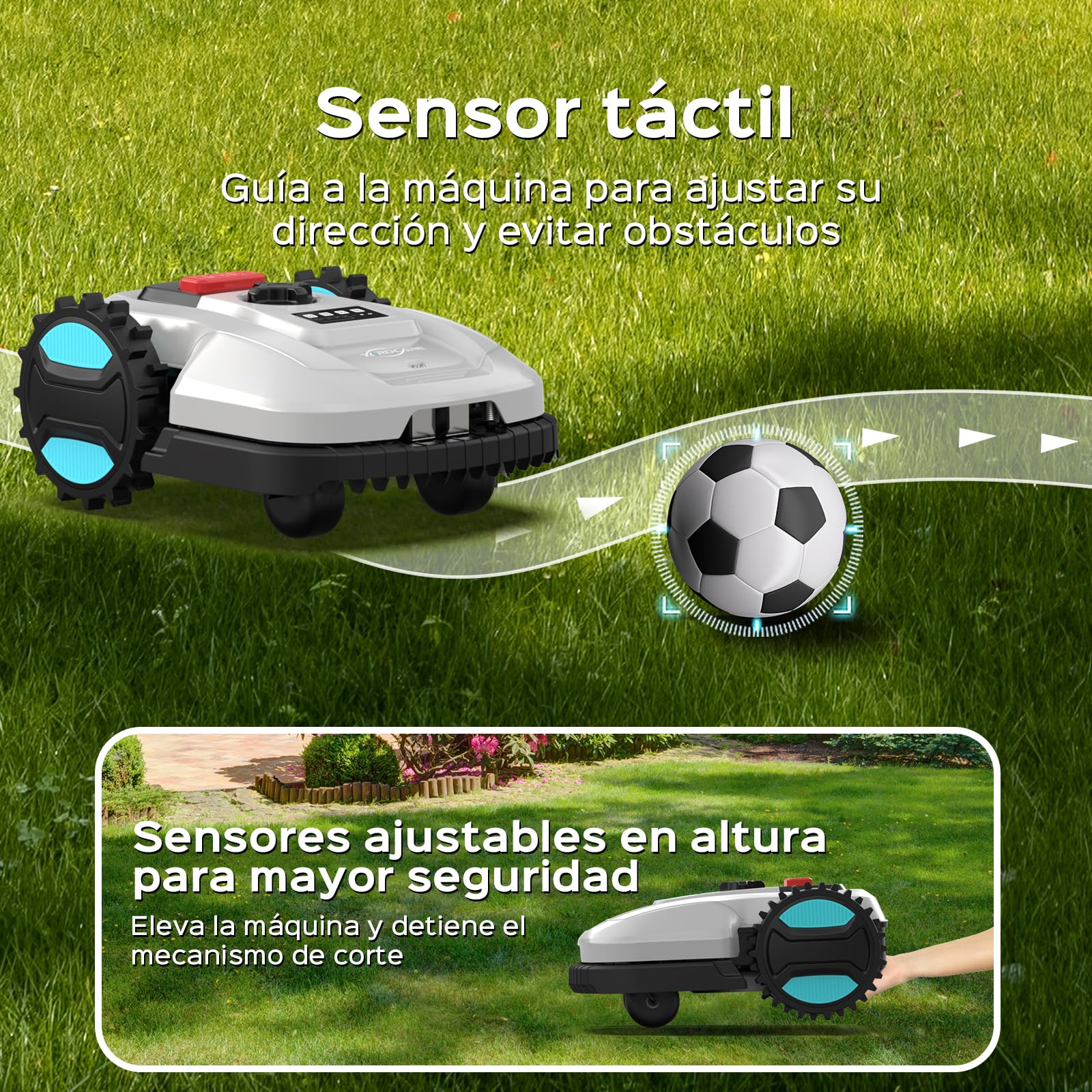 YARDCARE E400 Robot Cortacesped con Control App,hasta 400m²，Altura de Corte de 20 a 60 mm, Sensor de Lluvia, Robot Cortacésped 18 cm de Ancho de Corte,Menos de 60 dB