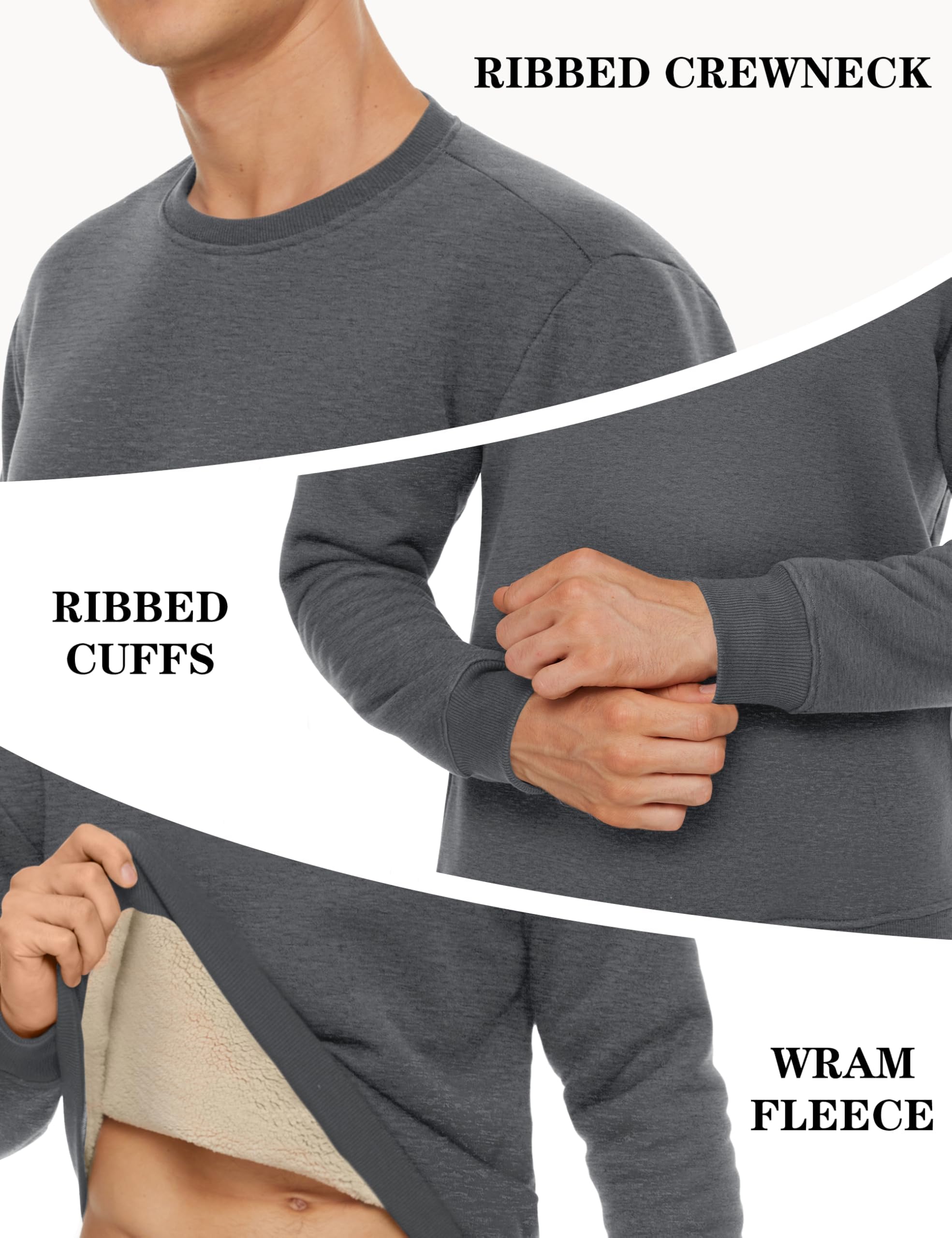 TACVASEN Herren Warme Fleece Pullover Sweatshirts Winter Langarm Shirts mit Fleecefutter