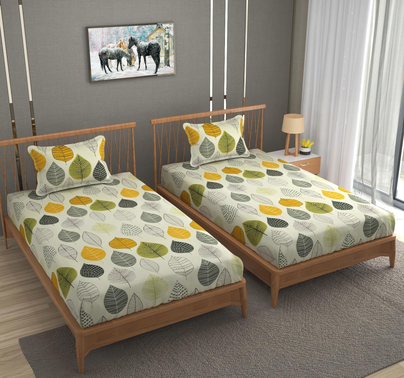BROMWICK 300 TC Soft Cotton 3D Printed Bedsheet for Single Bed, Single Bed Sheet or Bed Cover Combo with 2 Pillow Cover -60 x 90 Inches - (Yellow) (B0C7ZWYX66) Amazon Price History, Amazon Price Tracker