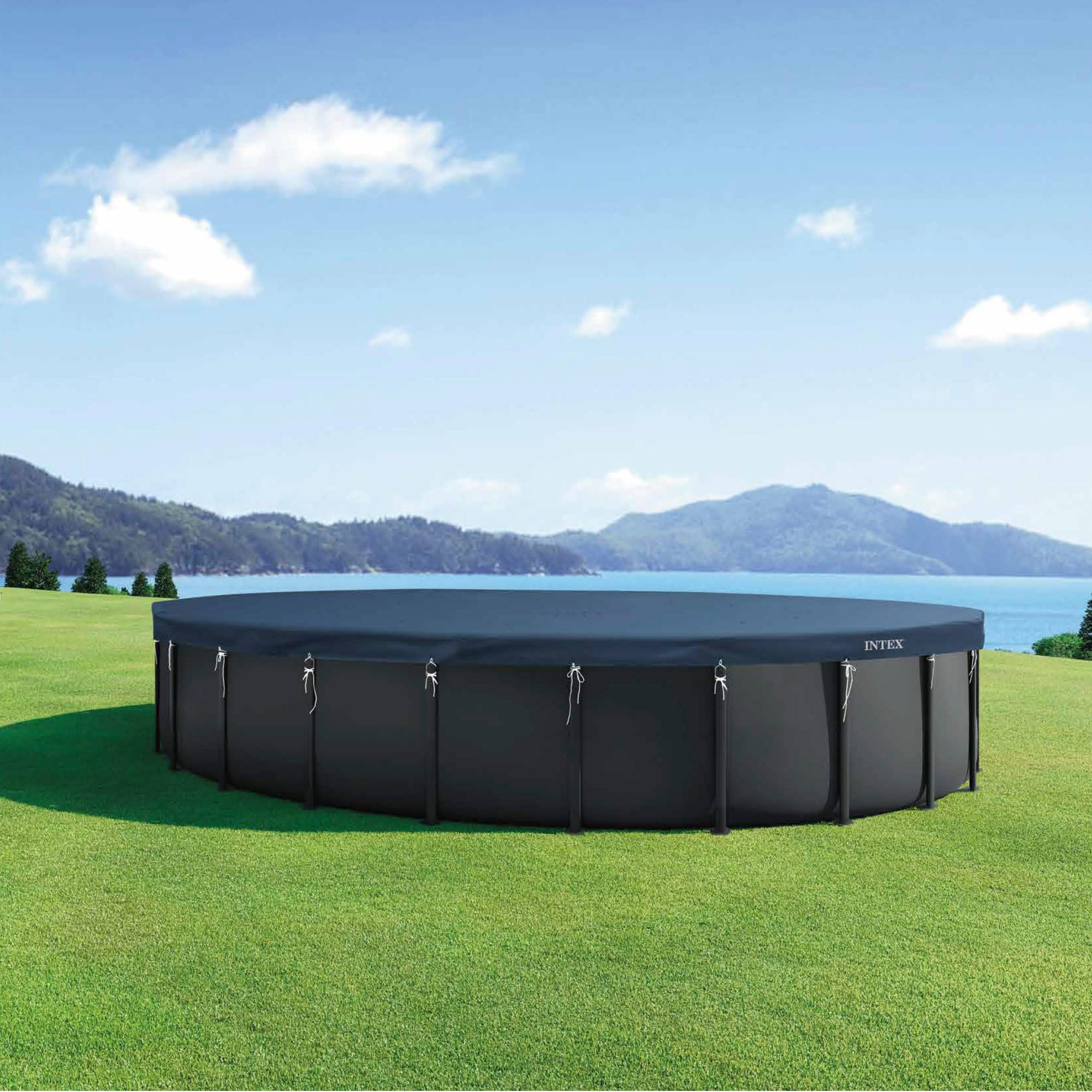 Intex - 28091 - Bâche Hiver pour Piscine Ronde Tubulaire diamètre 7,32M - Epaisseur 50/100