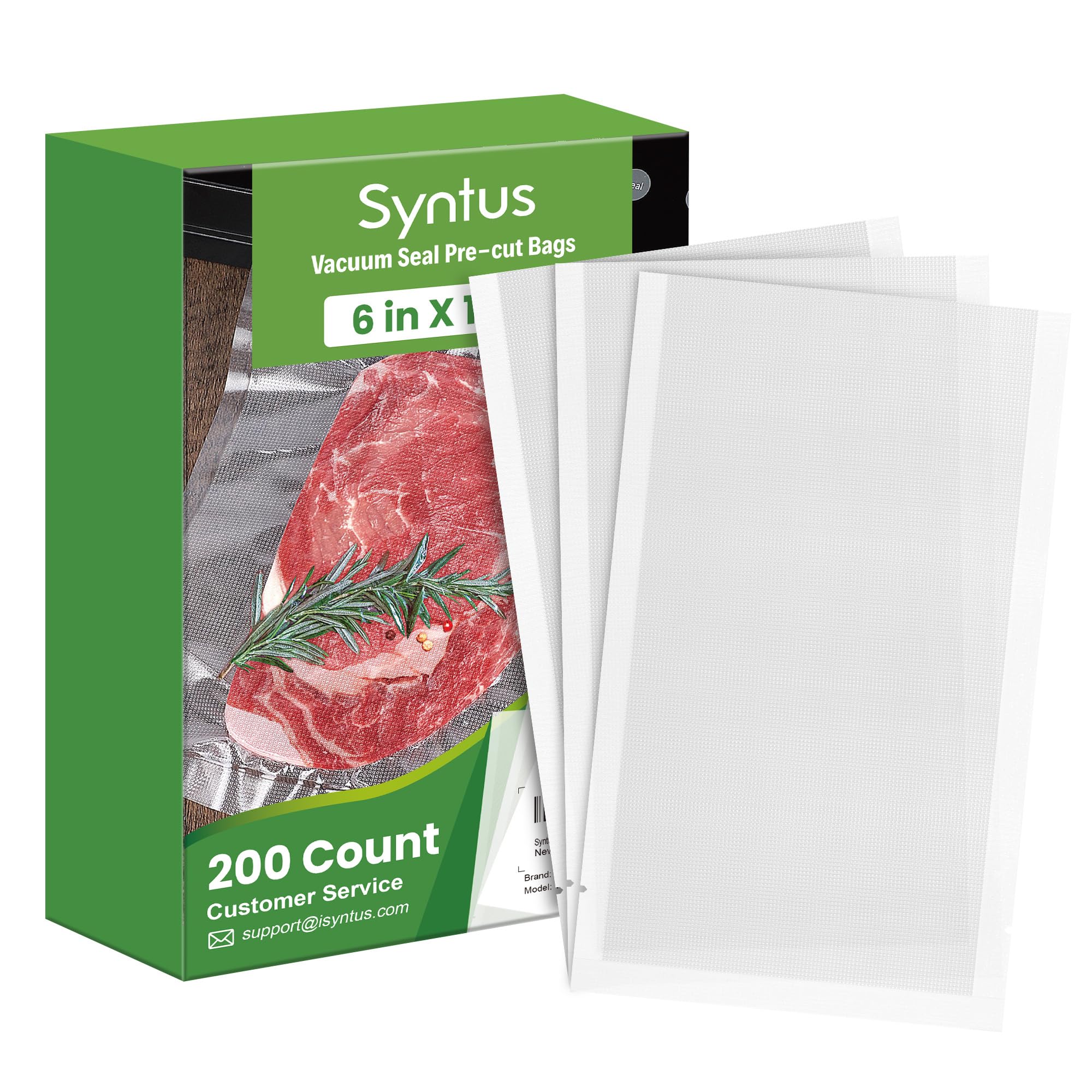 Syntus Sacs d'emballage sous vide, 200 pintes, 15,2 x 25,4 cm, sacs prédécoupés de qualité commerciale, sacs sous vide alimentaires pour le stockage, la préparation des repas ou sous vide