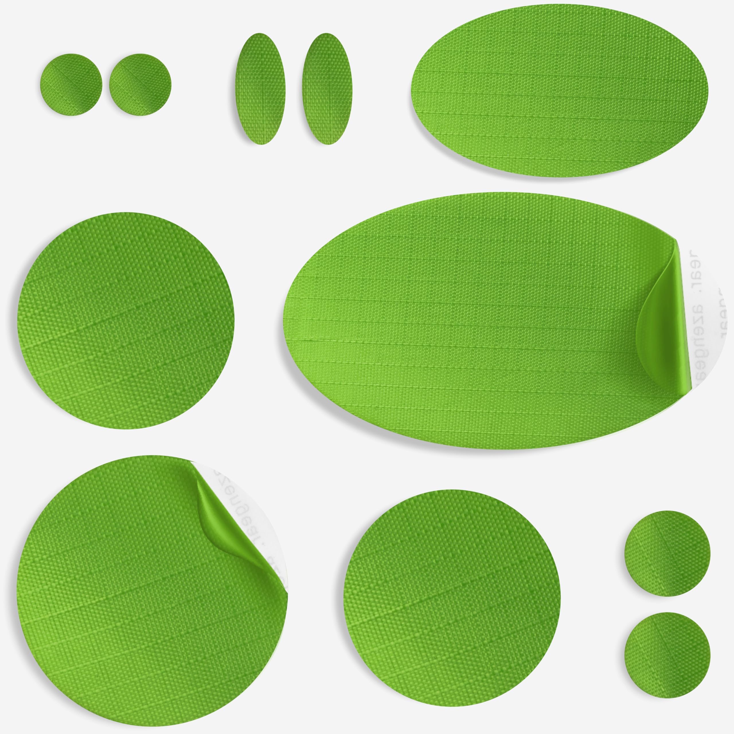 Stick-On Repair Patches for Jackets, Tents, 11 Pcs, Waterproof, Neon Green