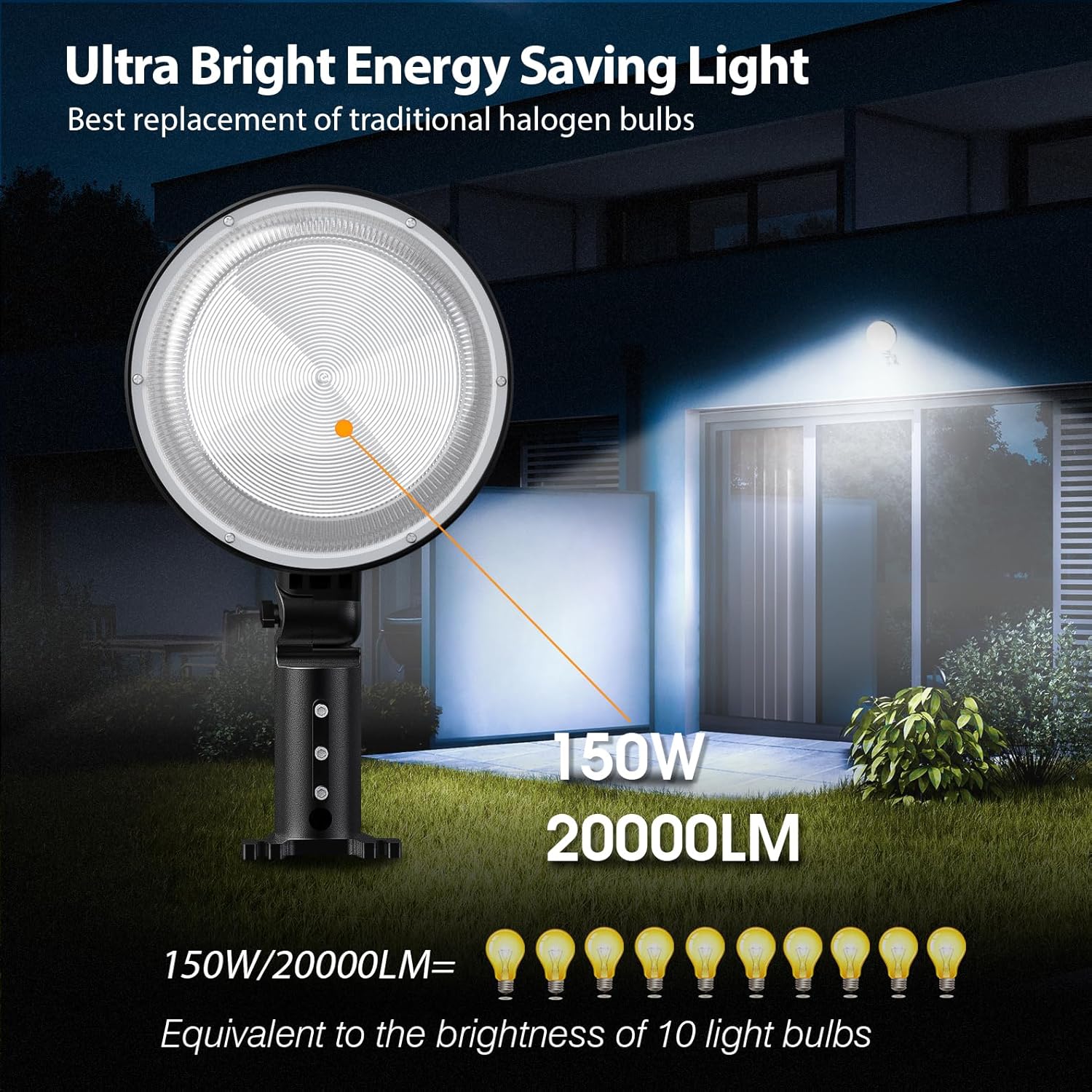 150W 6 Pack LED Barn Light, 20000LM Dusk to Dawn Outdoor Lighting with 150° Adjustable Photocell, 6500K Daylight Yard Lights, IP66 Waterproof Area Street Light for Farmhouse Barns Warehouse