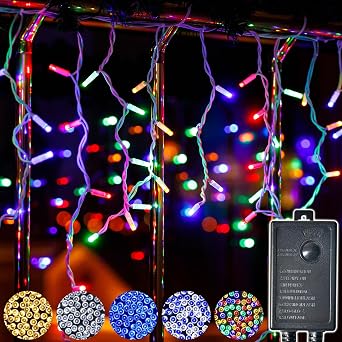 Illumination, Icicle, 5 Colors, Controller, Waterproof, 120 LED, 16.4 ft 5 m, 8 Patterns of Lighting, Outdoor, Waterproof, Garden Light, LED, Memory Function, Energy Saving, Christmas, Camping, LED