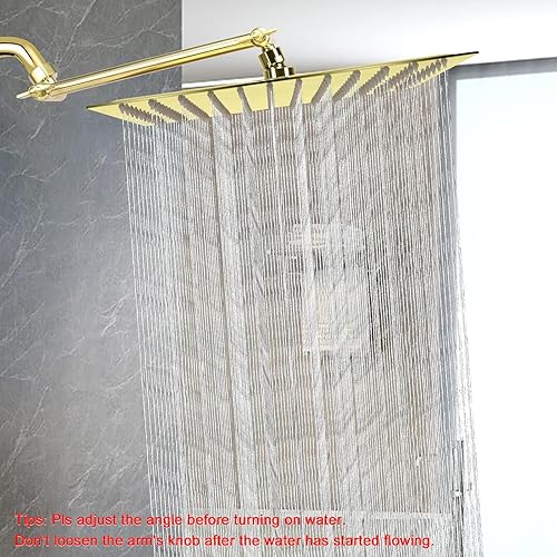 Miniatura 36 de Cabezal de ducha de lluvia con brazo de extensión ajustable de 11 pulgadas, cabezal de ducha cuadrado grande de acero inoxidable de alto flujo