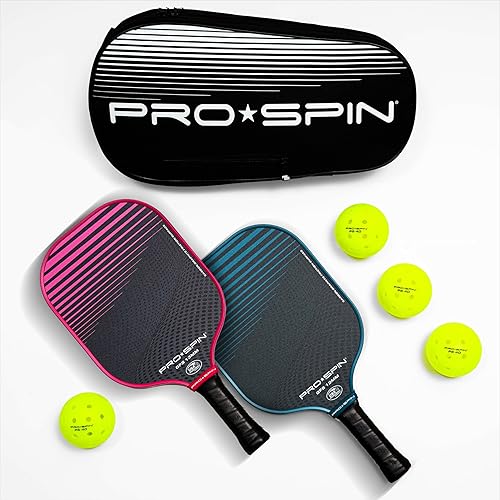 Miniatura 8 de PRO-SPIN Paletas de pickleball de fibra de carbono, juego de 2 con bolas para interiores y exteriores, bolsa o 1 paquete con cubierta, regalo