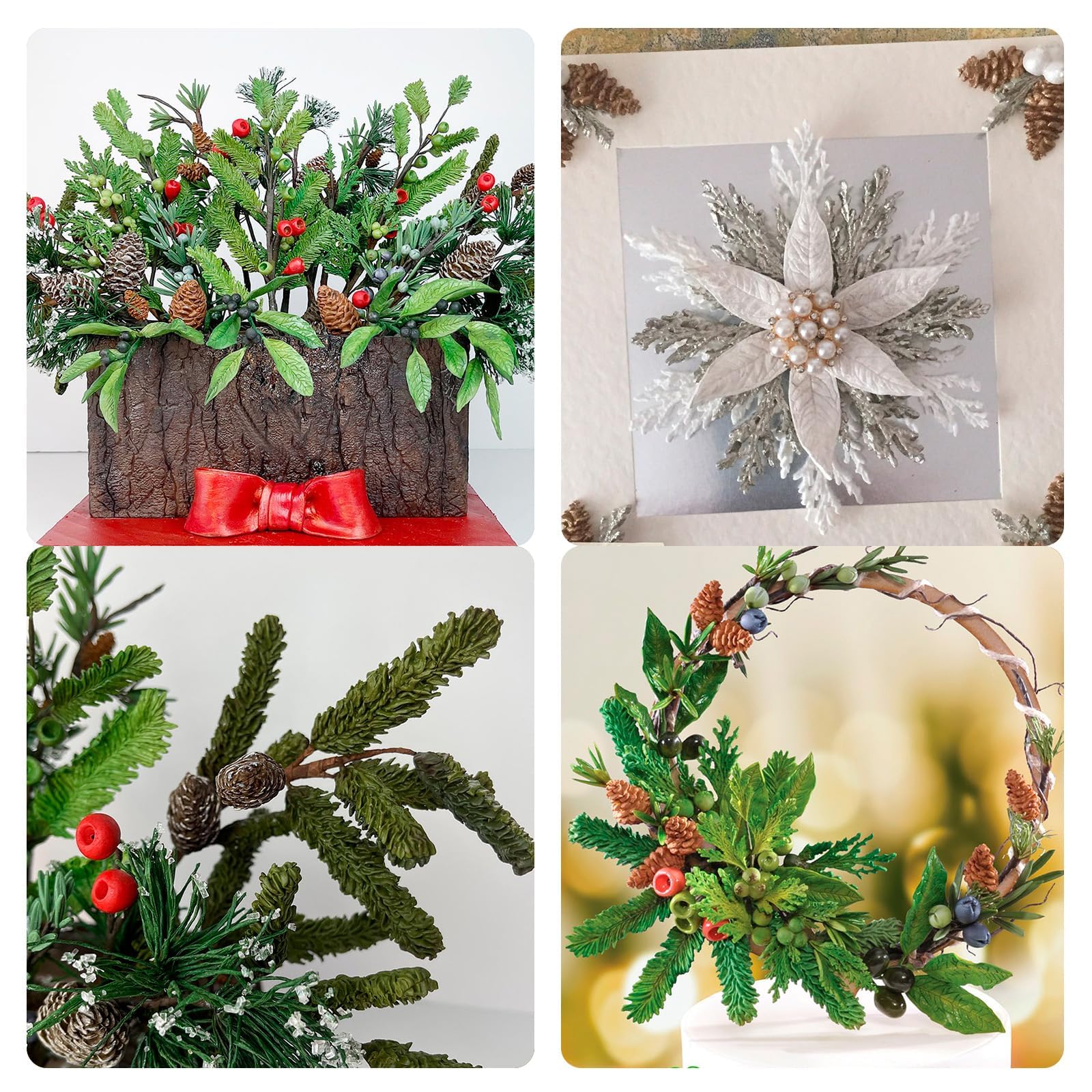 Christmas Holly Leaves Silicone Molds, Winter Leaves Fondant Mold, Christmas Pinecone Chocolate Baking Molds for Cake Decoration Cupcake Topper Candy Sugar Craft Gum Paste Clay Resin - Image 7