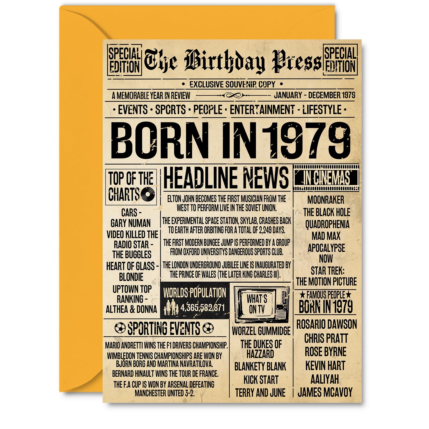 47th Birthday Card for Women Men - Bday Press Newspaper 1979 - Happy 47 Birthday Cards for Brother Uncle Colleague Son Niece Nephew, A5 Bday Greeting Cards