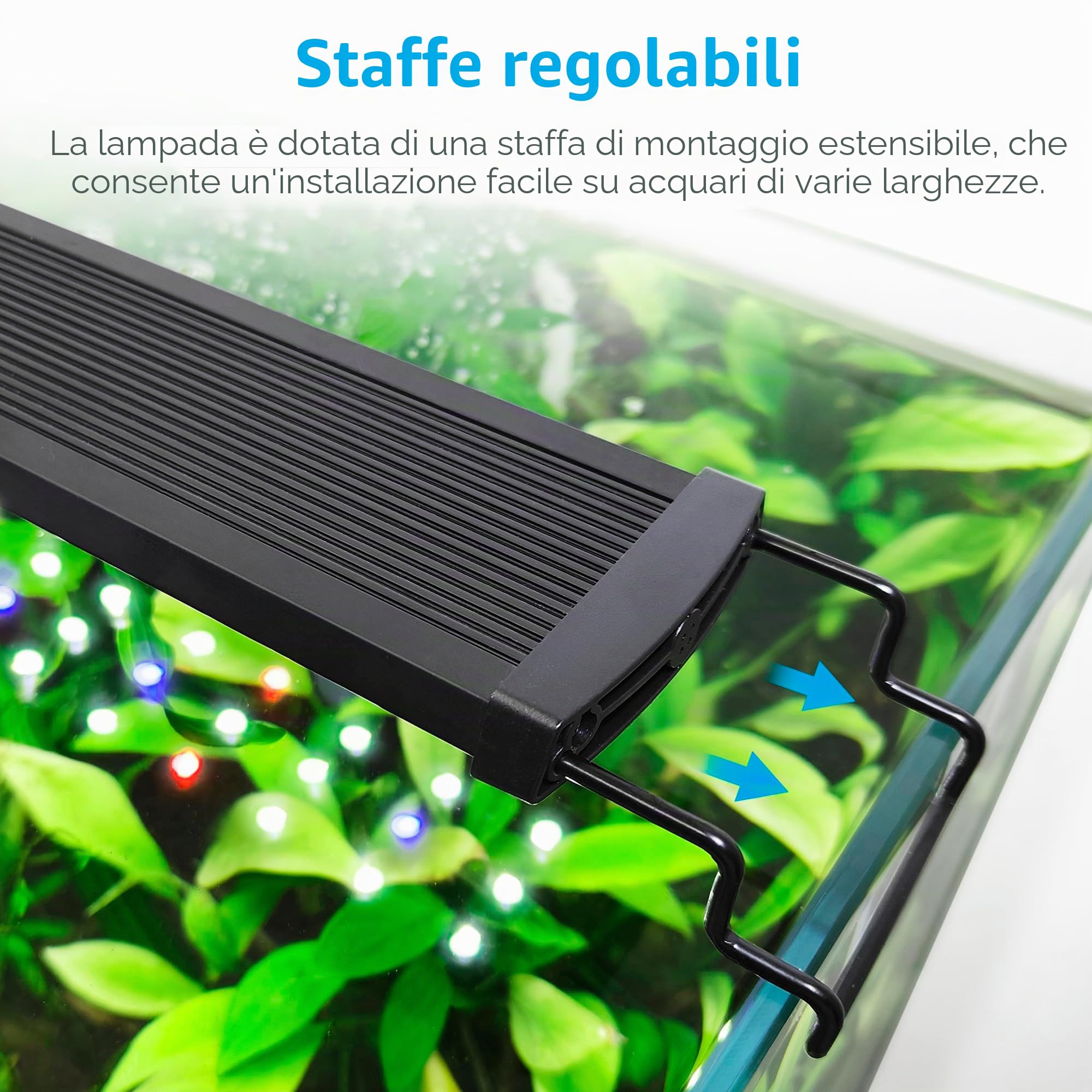 NICREW Slim LED Acquario con Timer, Luce a Spettro Completo Regolabile, 28-42 cm, 9W, 600 Lumen