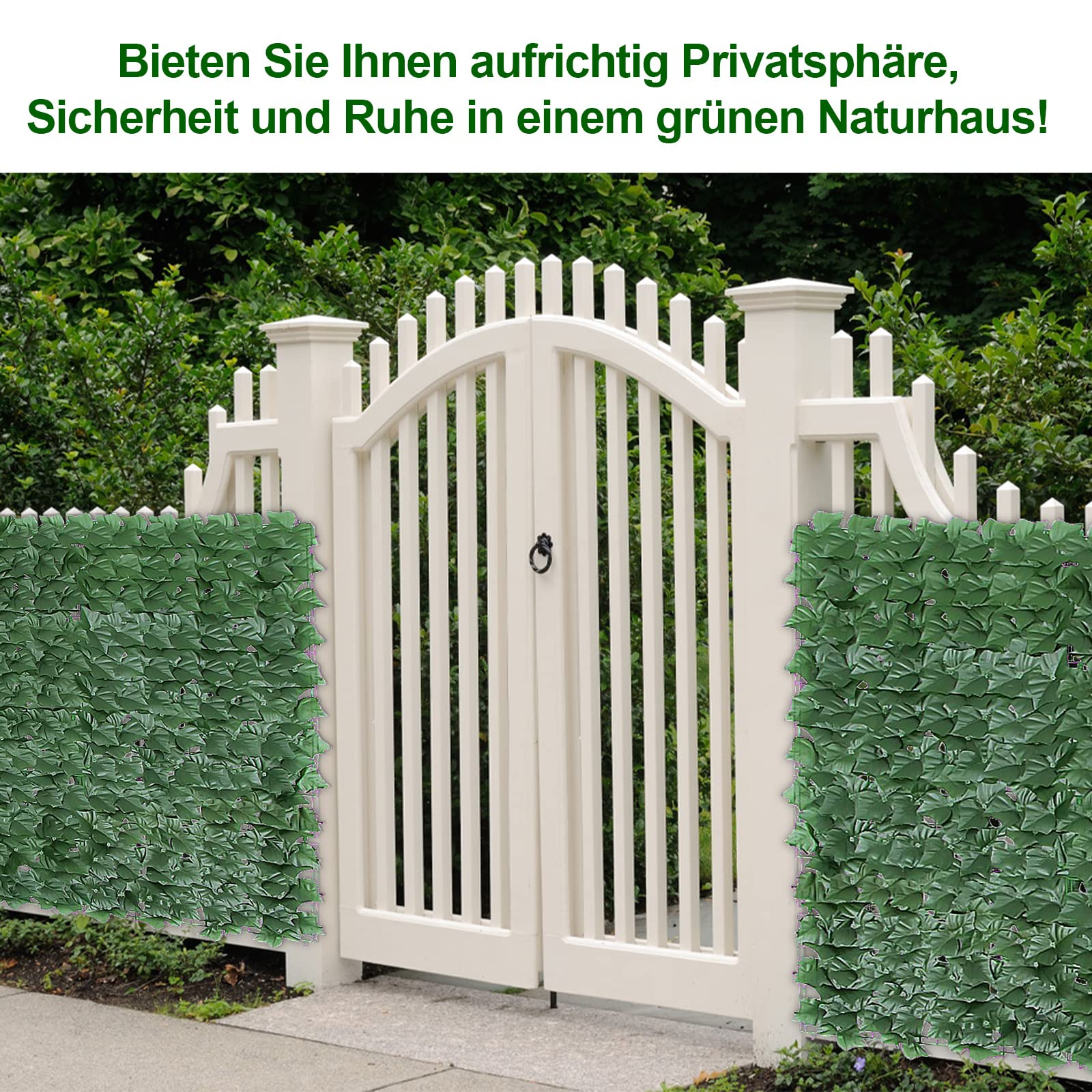 Künstlicher Efeu Balkon Sichtschutz, 1x3m Künstliche Efeu Sichtschutz für Balkon Terrasse Zaun, Künstliche Blätter Sichtschutz Ausziehbar Dekoration Balkonsichtschutz für Gartenhecken (2PCS)