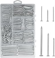 JEGONFRI 376pcs Galvanized Hardware Nails Assortment Kit - 6 Sizes Up to 2" for Picture Hanging, Woodworking, DIY with Storage Box