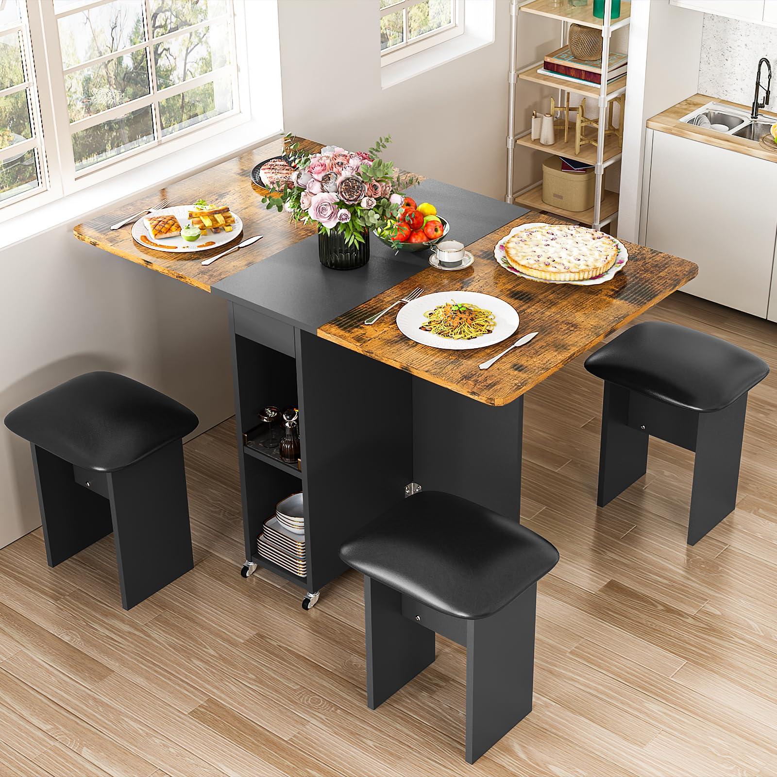 Amazon.com - furlinkhm Folding Dining Table Set for 4