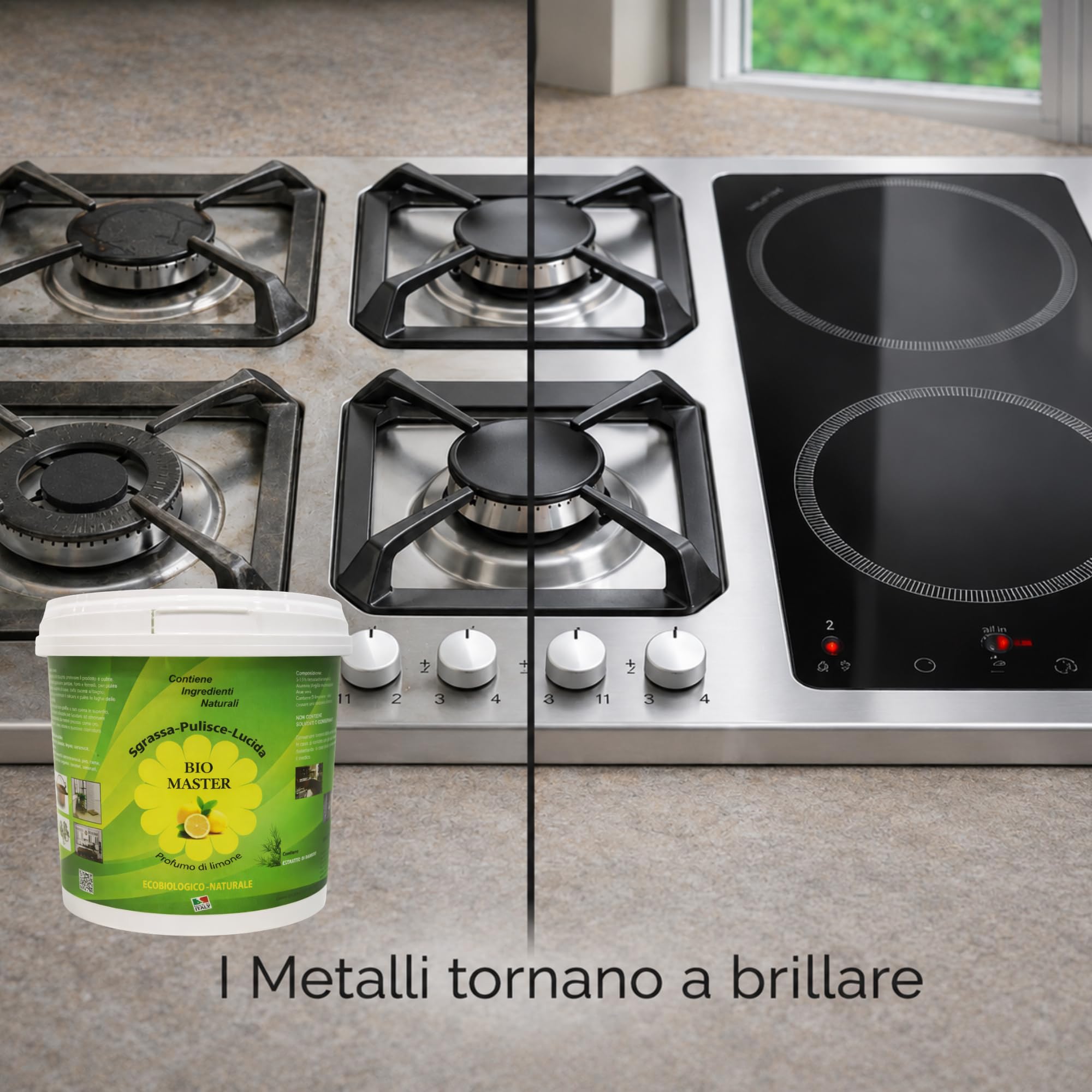Sgrassatore Universale Naturale. Elimina il Grasso e Lucida Tutte le Superfici. Ideale per la Pulizia di Casa, Cucina, Bagno, Auto e Moto. Profumo di Limone. Con Spugna Inclusa. (4 kg)