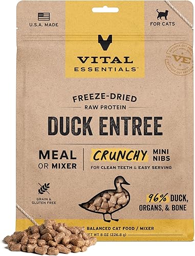 Vital Essentials Alimento crudo liofilizado para gatos, plato de pato, 8 onzas