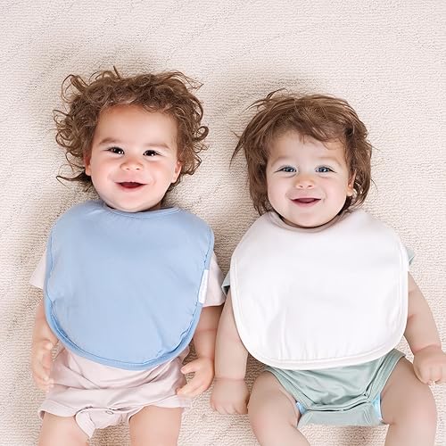 Miniatura 6 de Paquete de 10 baberos para bebés de color sólido, baberos suaves y absorbentes con broches ajustables para bebés y niños pequeños Multi Girl,Multi