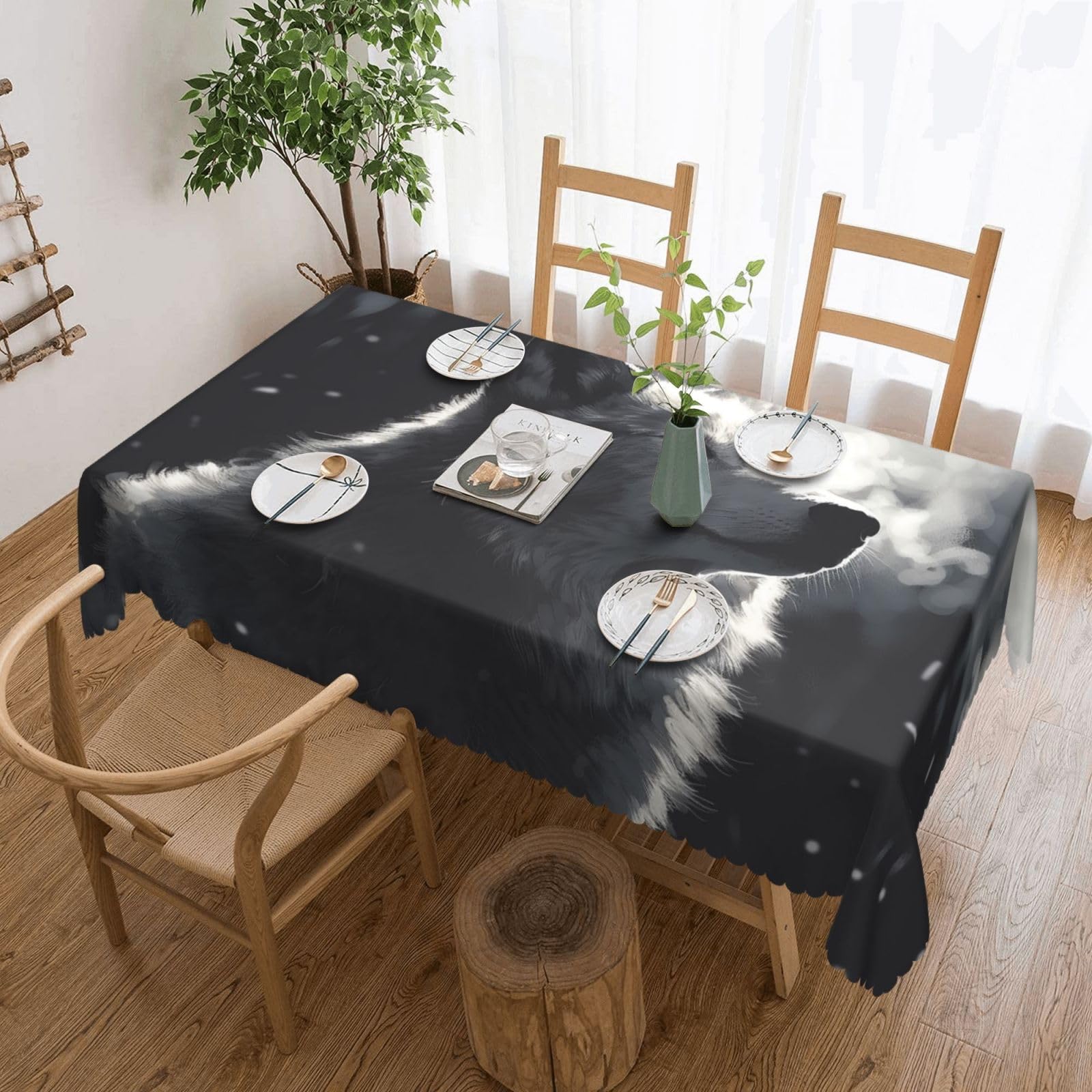 Nappe loup d'hiver lavable et imperméable pour table carrée