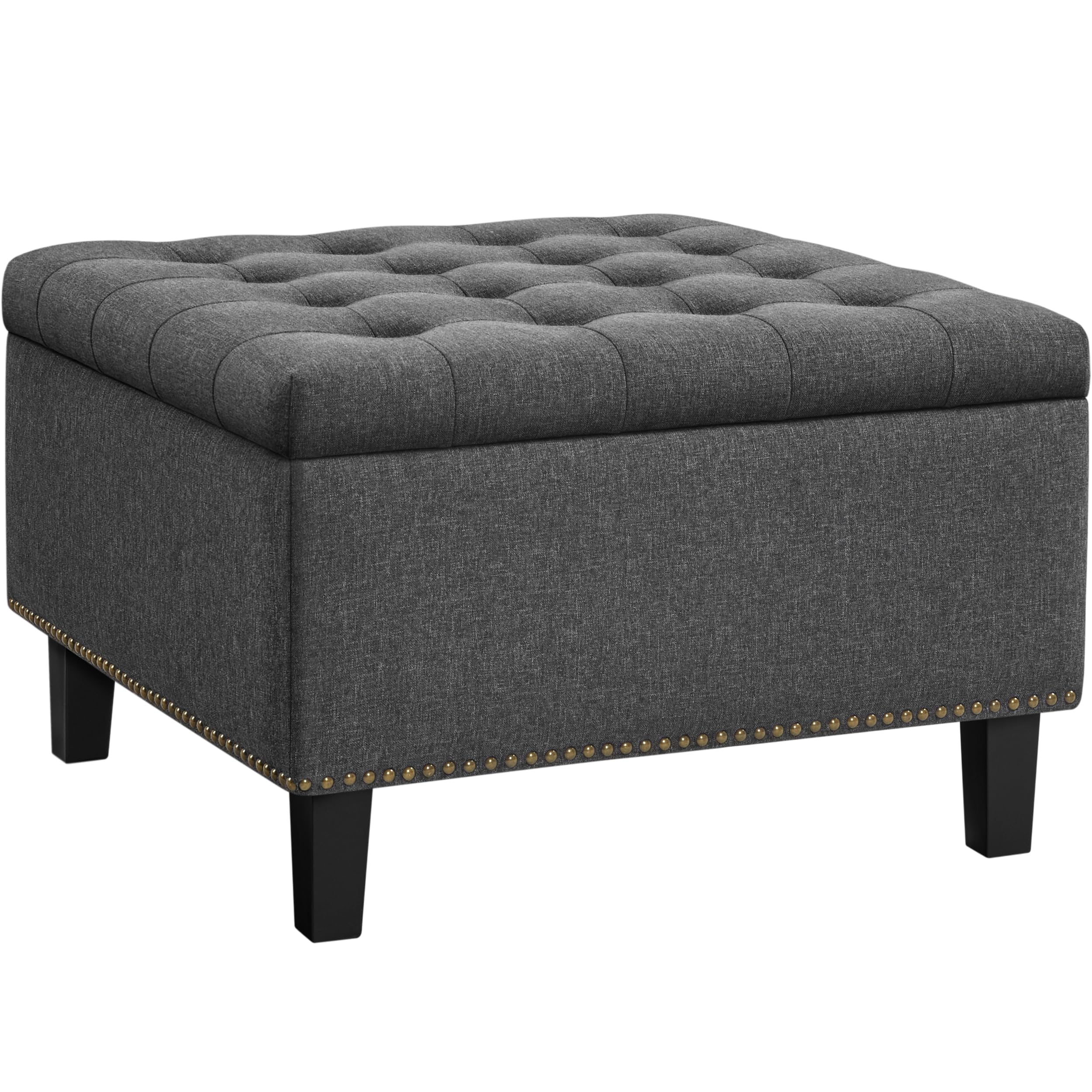 Yaheetech Cassapanca Ottomana in MDF e Schiuma con Vano Portaoggetti per Ingresso/Soggiorno/Sala di Attesa/Camera da letto Grigio Scuro