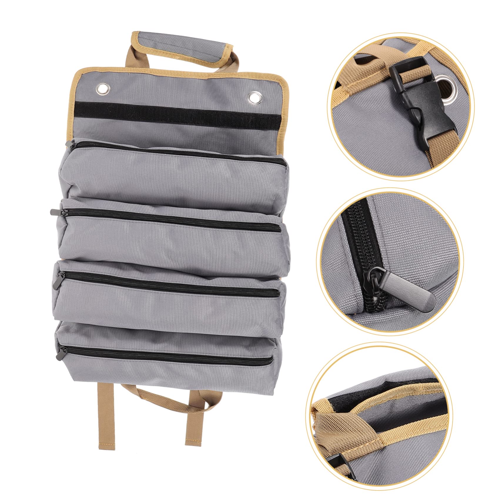 Uonlytech Bolsa de Herramientas Enrollable de Tela Oxford Asa y Cremallera, Organizador Compacto para Electricista y Carpintero, Fácil Acceso