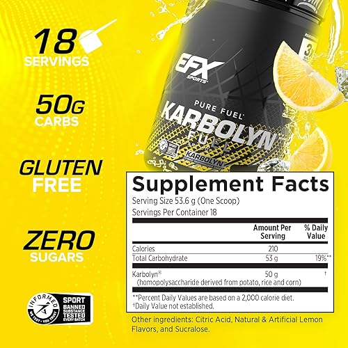 Miniatura 173 de EFX Sports Karbolyn Fuel | Polvo de carbohidratos de rápida absorción | Carga de carbohidratos, energía sostenida, recuperación rápida, sin
