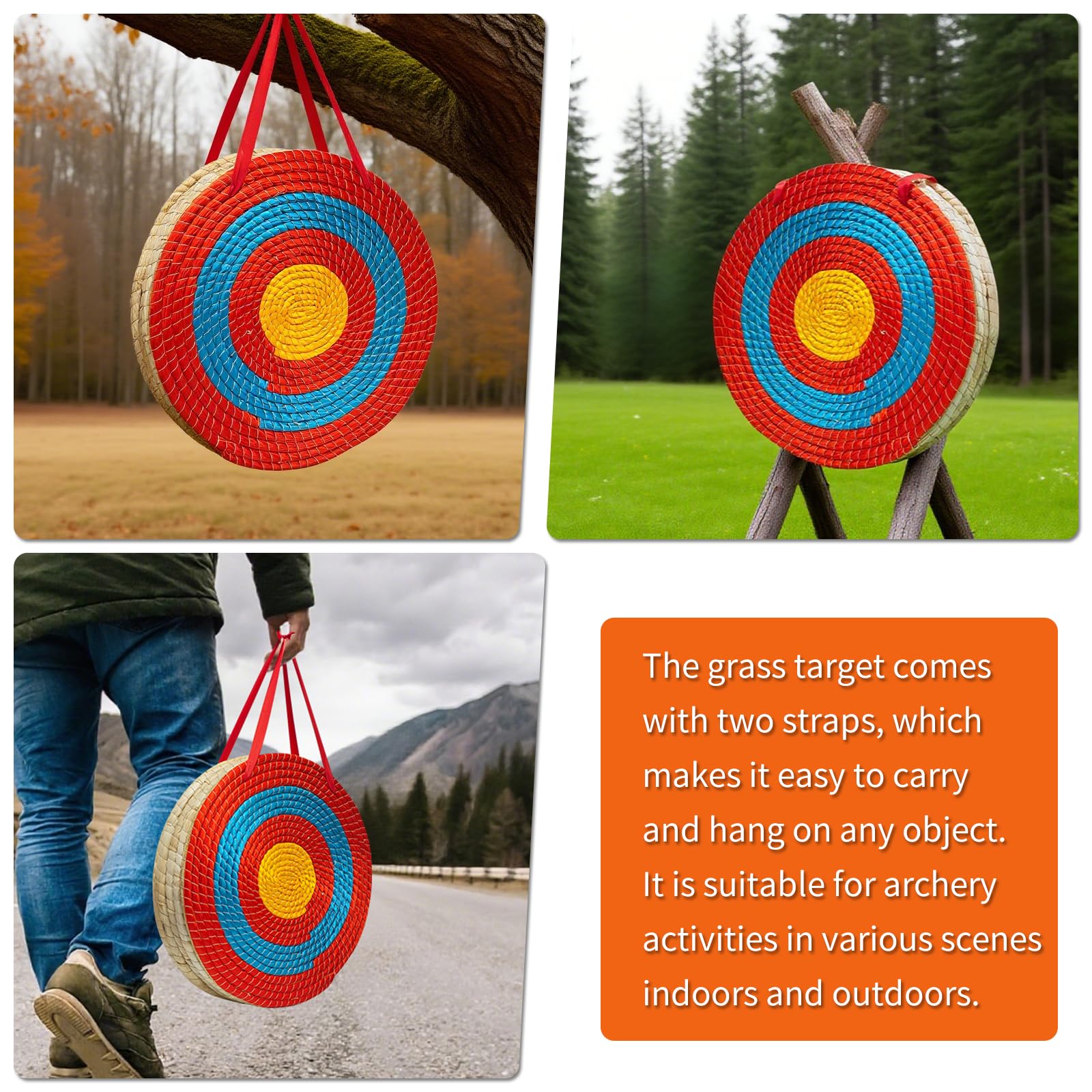 Bogenschießen-Zielscheibe, solides Stroh, rundes Ziel, traditionelles Bogenpfeil-Ziel, verwendet für Outdoor-Sportarten, Bogenschießen, Darts und Schießübungen für Erwachsene, 50 cm x 5