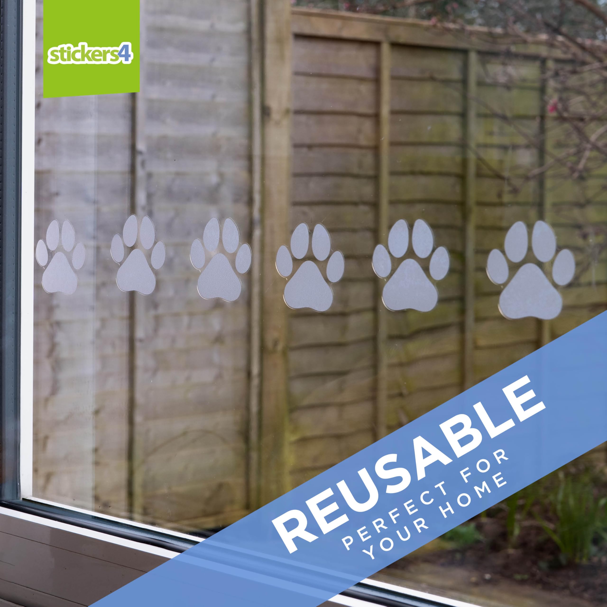 12 x Dog Paw Print Stickers Decals for Sliding Glass Doors, Grey - Image 4