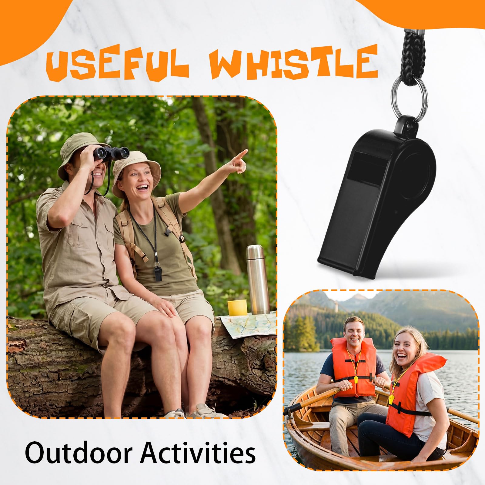 Honoson Sifflet pour adultes avec lanière en plastique - Sifflet de sécurité d'urgence pour survie, entraîneurs, randonnée, camping en plein air