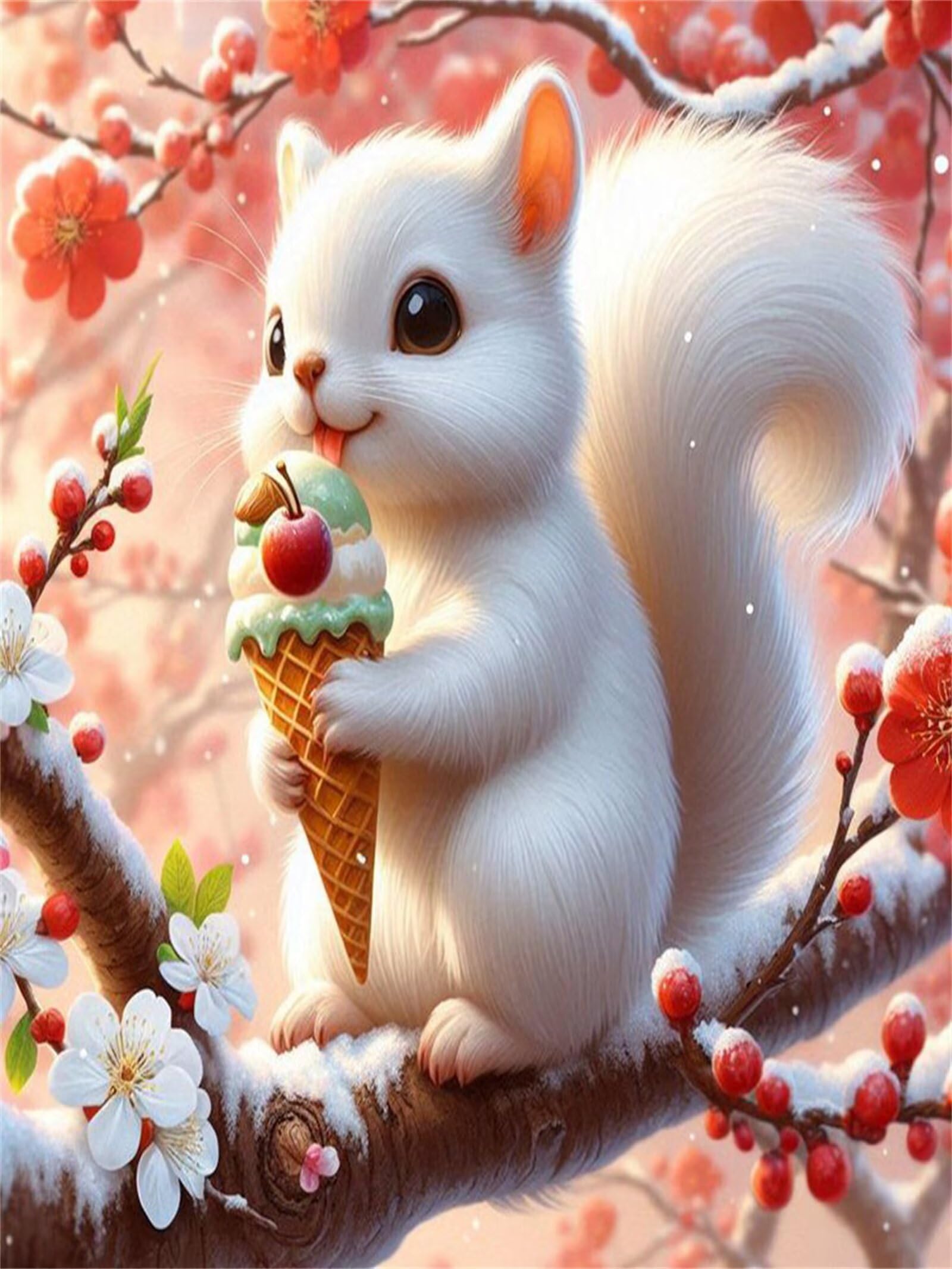 Biała wiewiórka lodów Puzzle 700 sztuk,Puzzle DIY dla dorosłych,Klasyczne puzzle dla dorosłych Kreatywna rozrywka, wymagające gry
