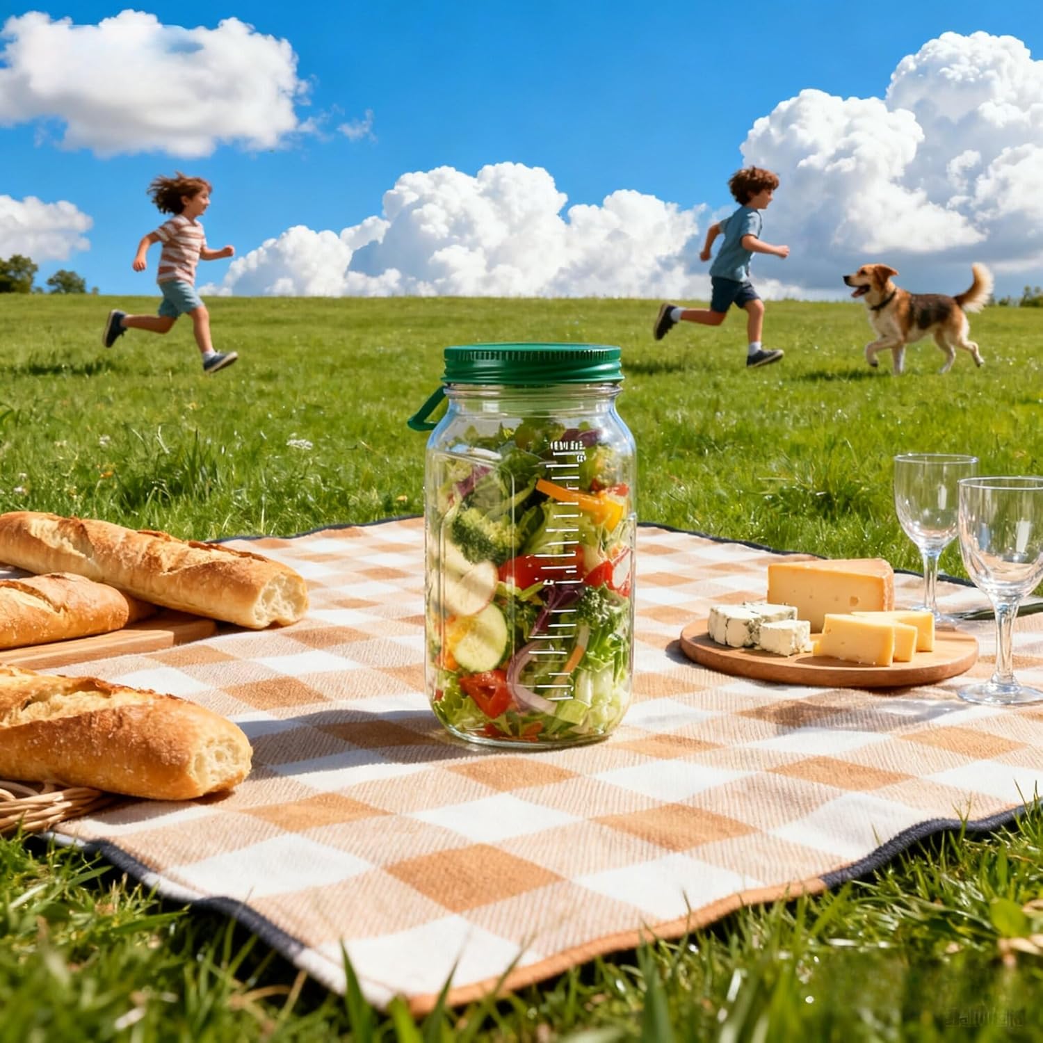 Original The Plastic Salad Pod Mason Jar With Dressing Cup Side Open Snack for Lunch Container Suitable for Home Outdoor Travel And Party - Image 5