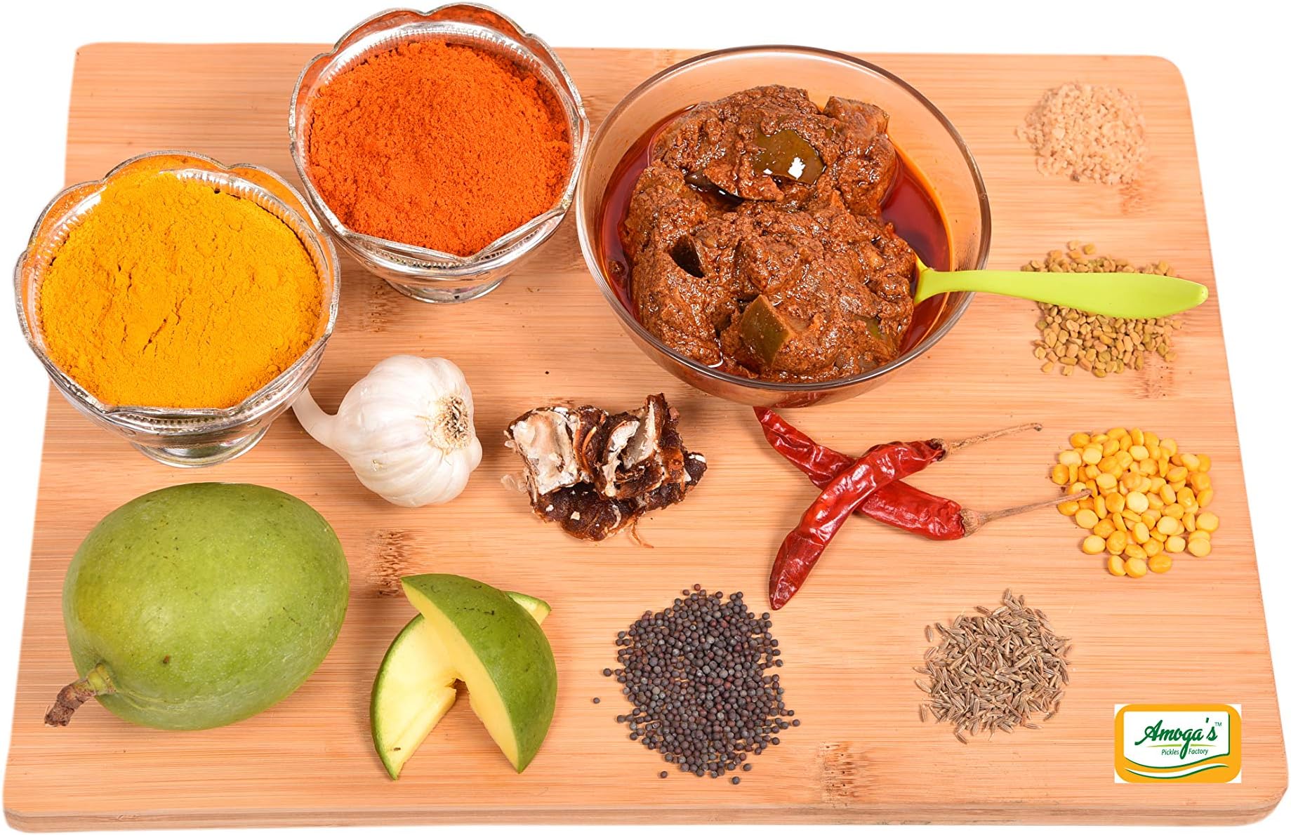 Amoga's Pickles Factory Andhra Authentic Special Mango Pickle/Aam Ka Aachar/Avakaya Pachadi (400.0 Grams)