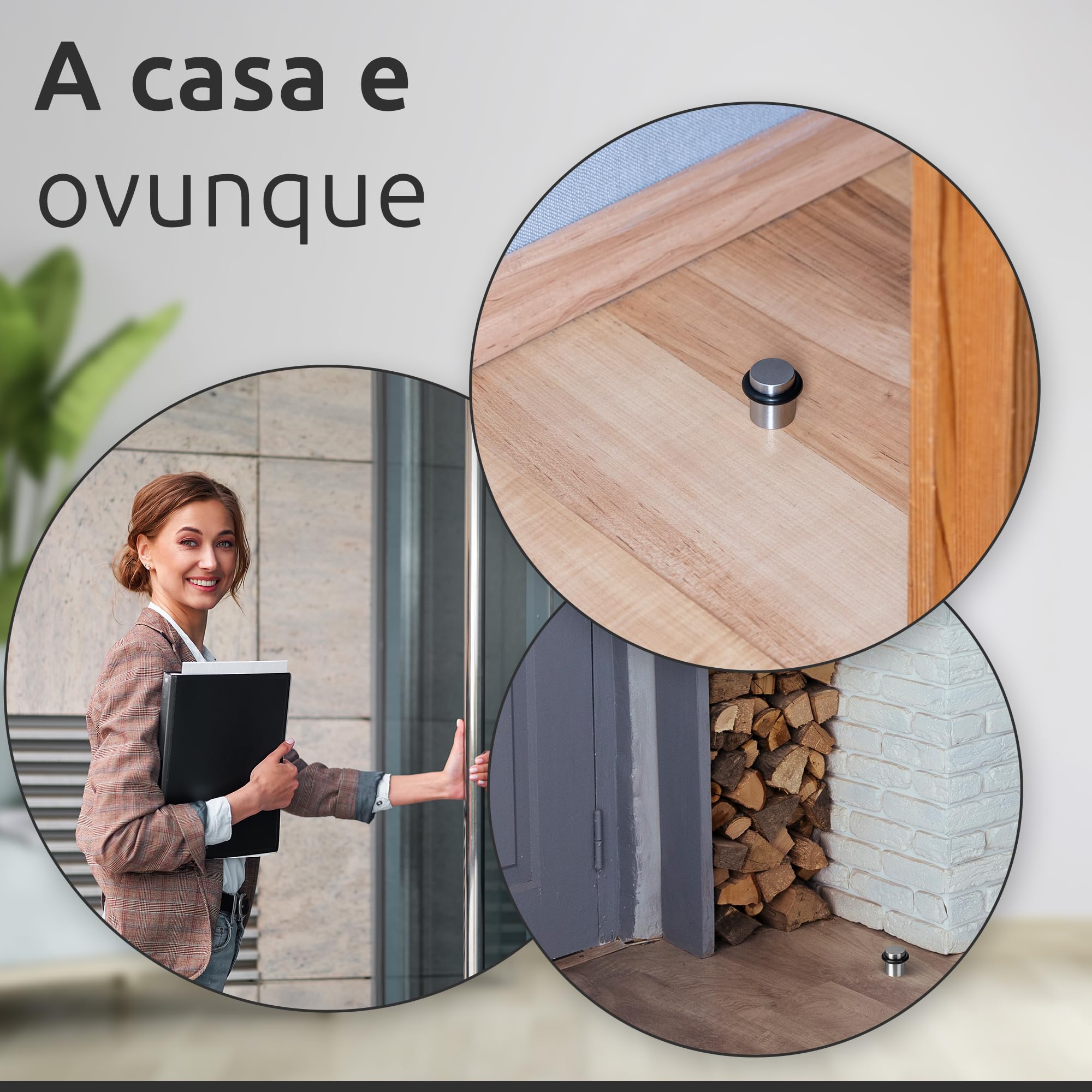 ECENCE Fermaporta da pavimento per avvitare 2 Pezzi Ferma Porta in acciaio inossidabile Ø20x25mm Protezione delle pareti spazzolato inclusivo viti e tasselli