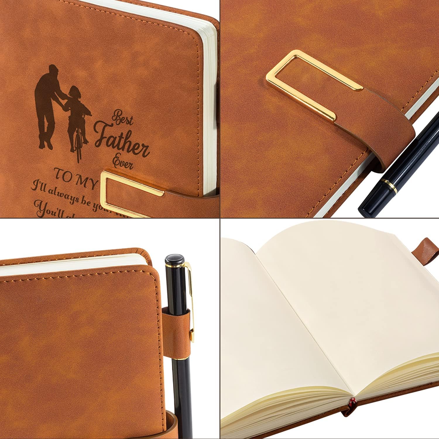 Leather Journal Gift for Dad Custom Notebook for Dad from Daughter Personalized Journal A5 Travel Diary Vintage Leather Sketchbook Fathers Day Christmas for Father Perfect Gifts Box Set with Pen