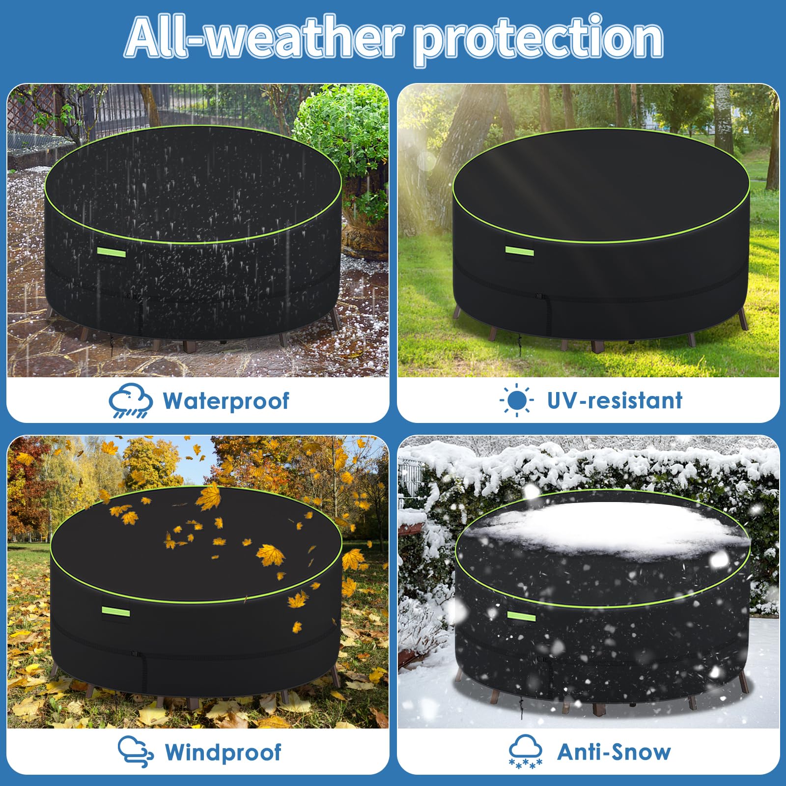 GARPROVM Sonneninsel Abdeckung Wasserdicht, Gartenmuschel Abdeckplane Outdoor Loungeinsel Abdeckung Liegeinsel Plane Rund, 420D Oxford Gewebe Schutzhülle für Sonneninsel Wetterfest(⚪190x90/50cm)