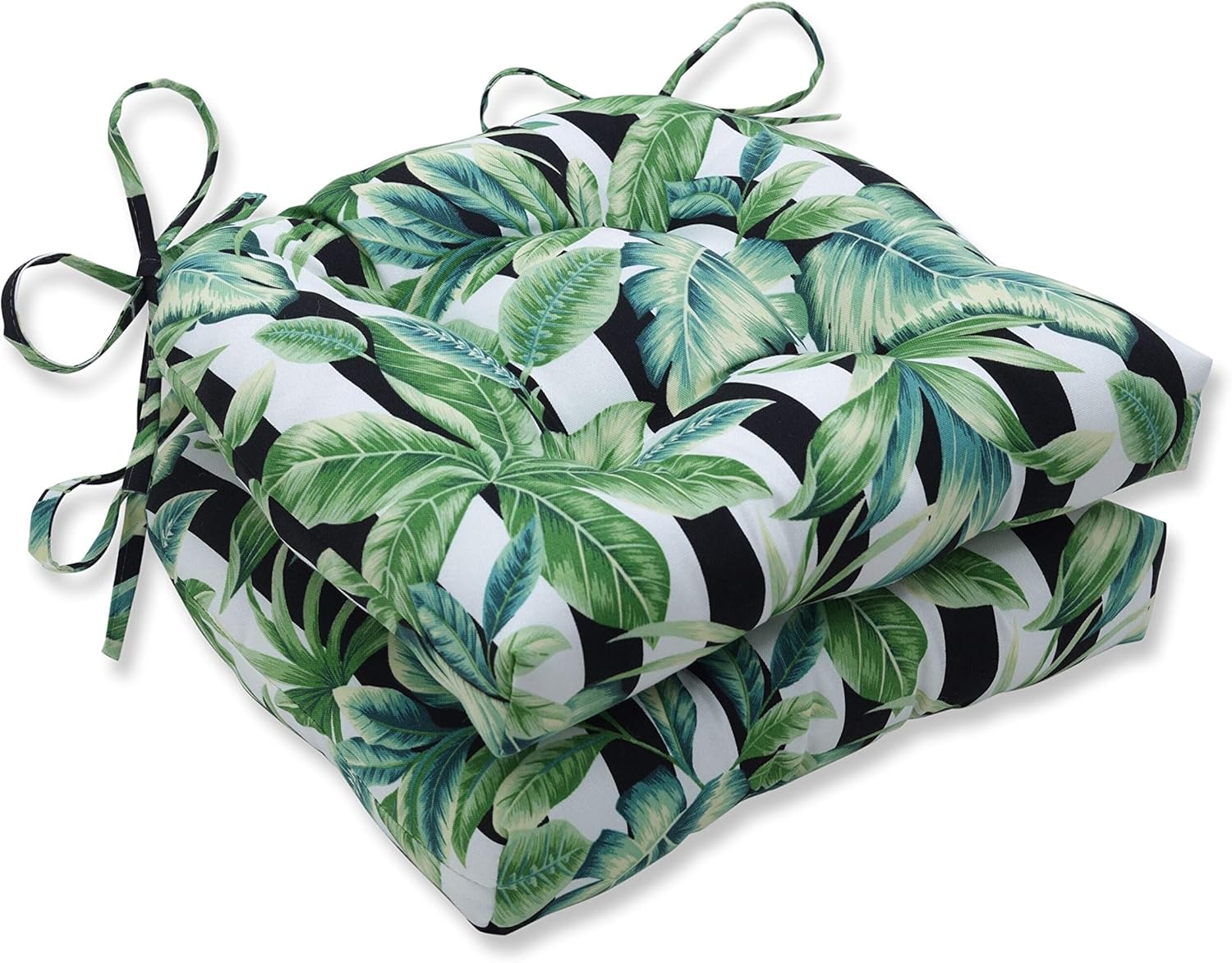 Pillow Perfect Outdoor/Indoor Freemont Palmetto Square Corner Chair Cushion, 36.5" x 18", Black