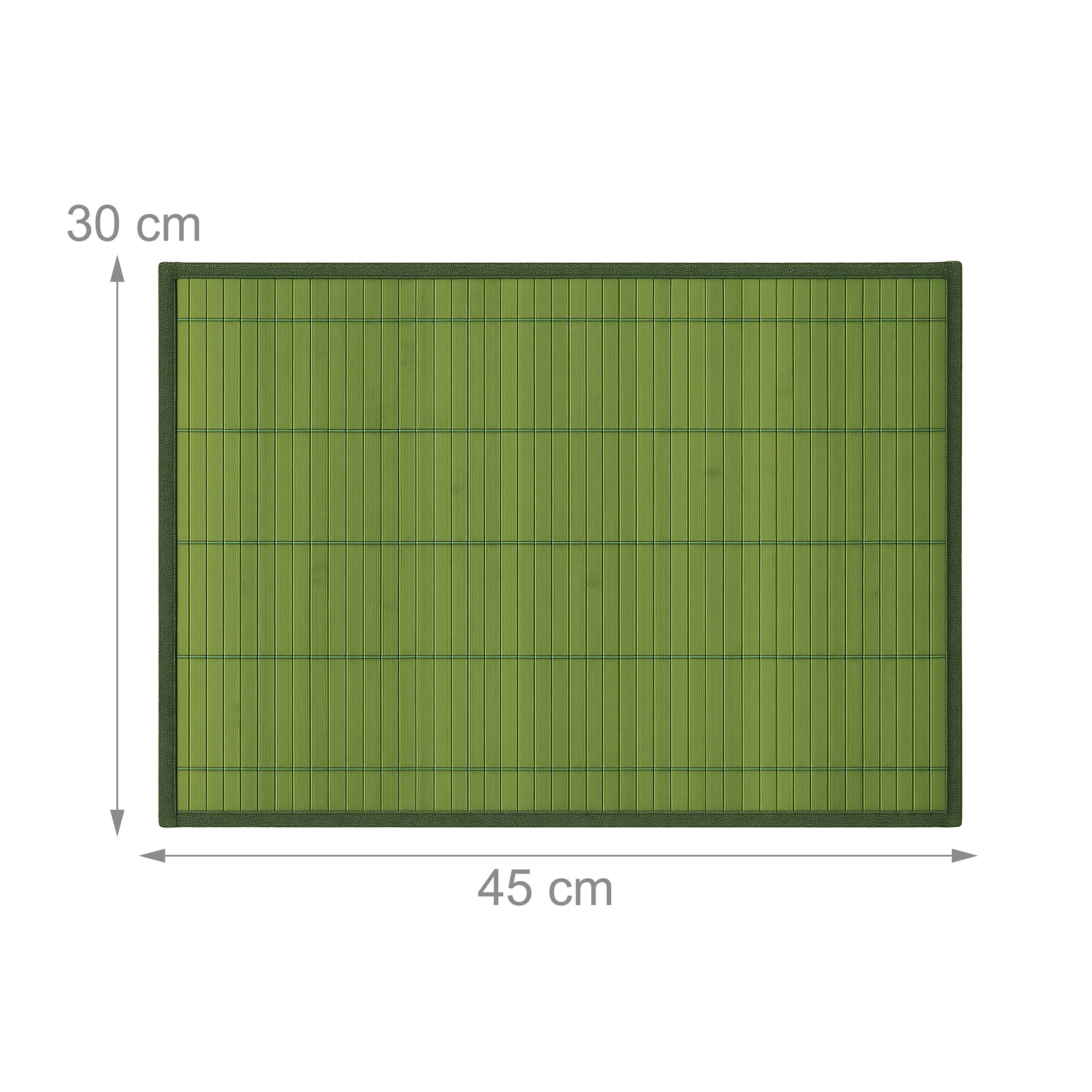 Lot de 12 Sets de Table en Bambou, Dessous antidérapant, faciles à Nettoyer, 30 x 45 cm, Vert