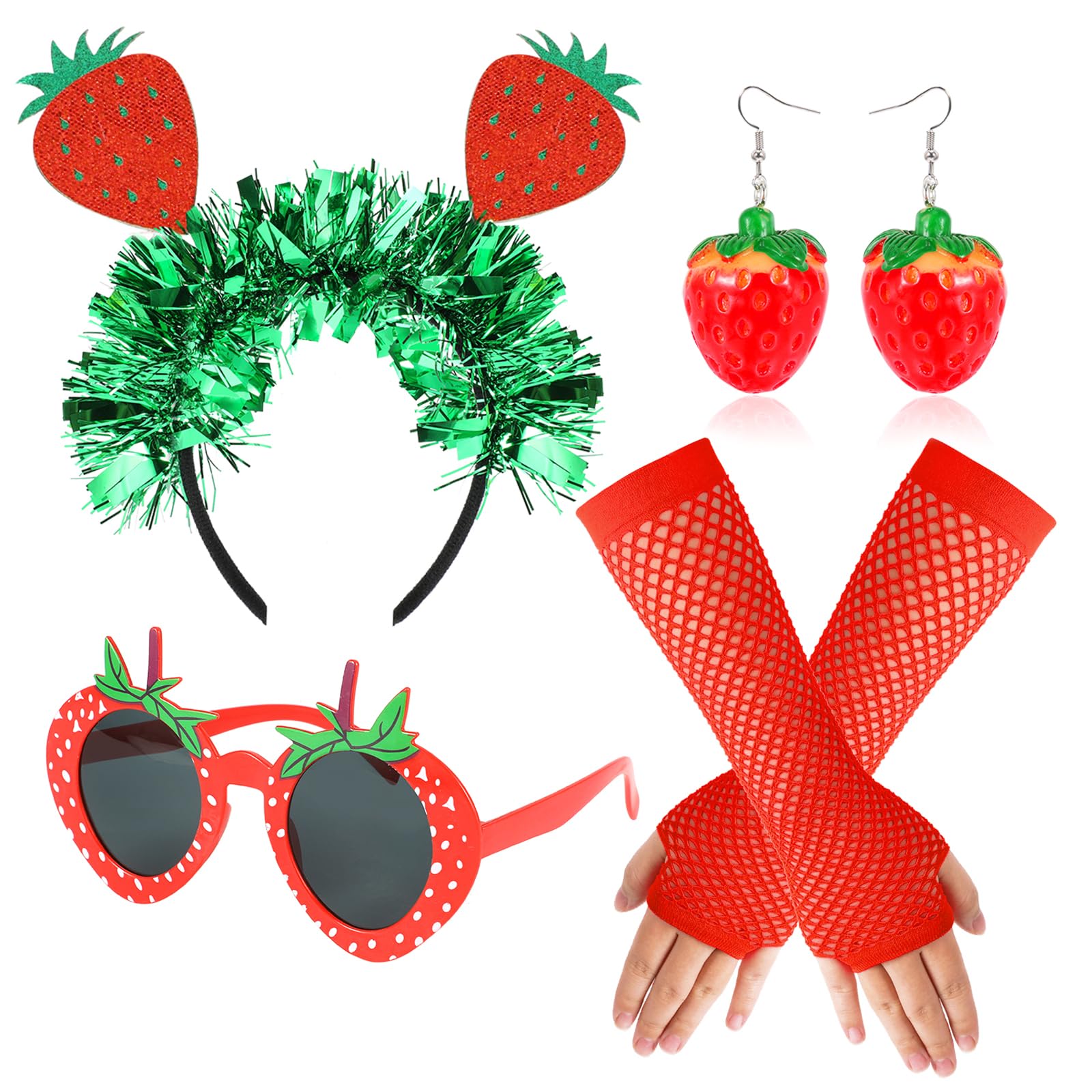 Amakando Kostuum aardbeienkostuum voor dames, fruit, carnavalskostuum, bessen, fruit, carnavalskostuum, vrijgezellenfeest, outfit, schattig aardbeienkostuum