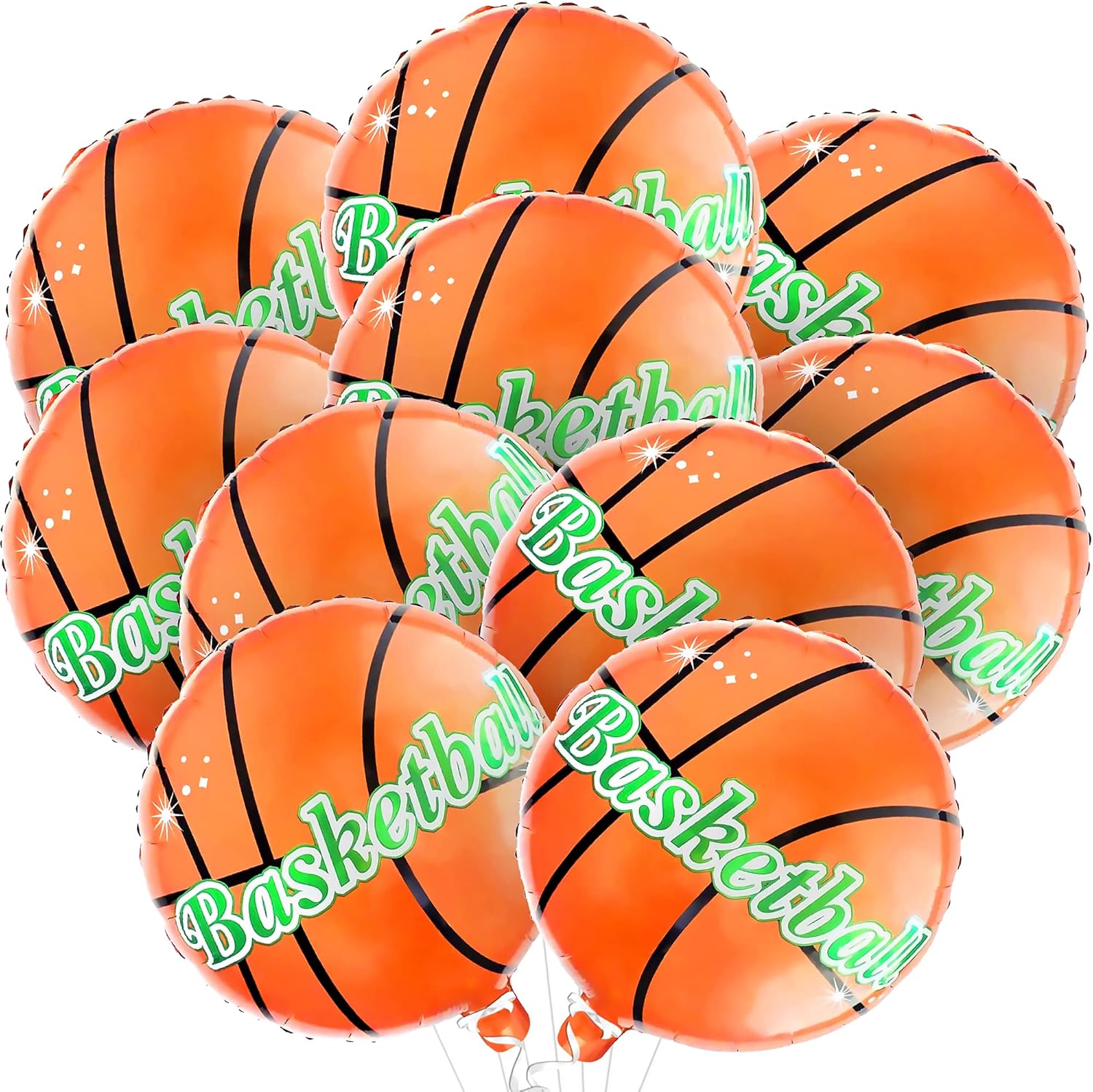 Basketball Balloons Mylar for Birthdays Decorations Pack of 10