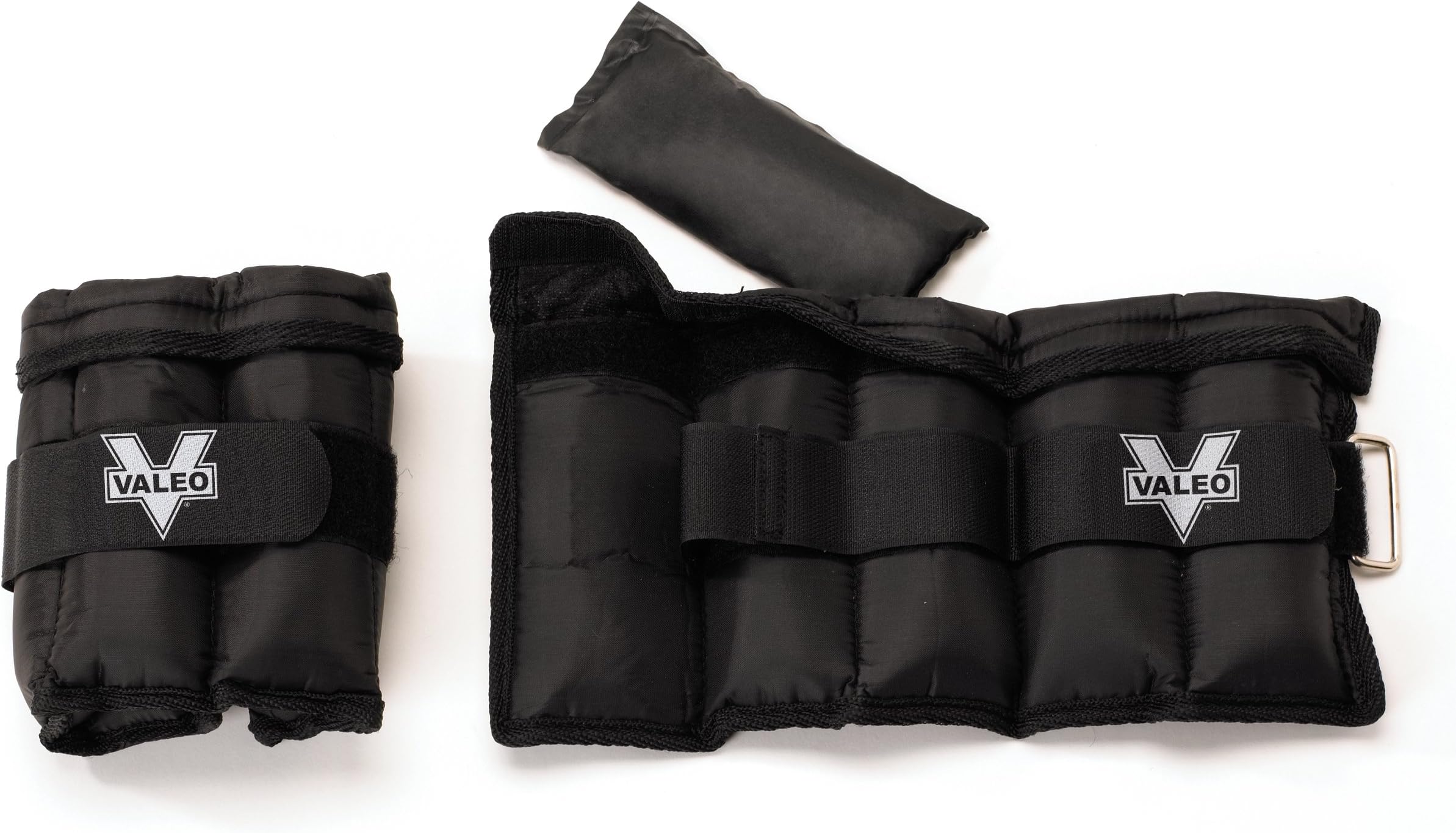 Valeo Adjustable Ankle/Wrist Weights - 5 lbs Total (2.5 lbs each) With Adjustable Metal D-ring And Soft Padding For Comfort, 1 Size Fits Most, VA4533BK,Black