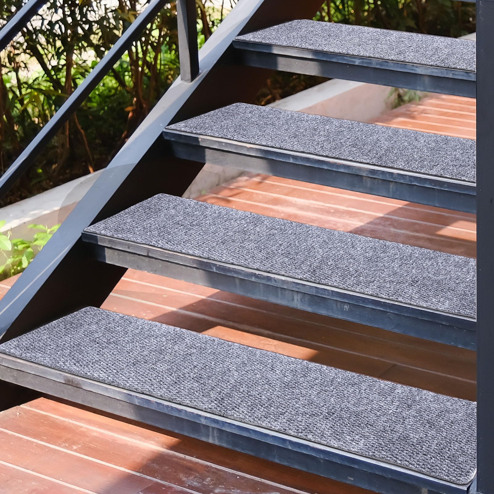 Nuanchu 6 Pcs Indoor Stair Treads Nonslip 35 x 10'' Carpet Treads with Rubber Backing