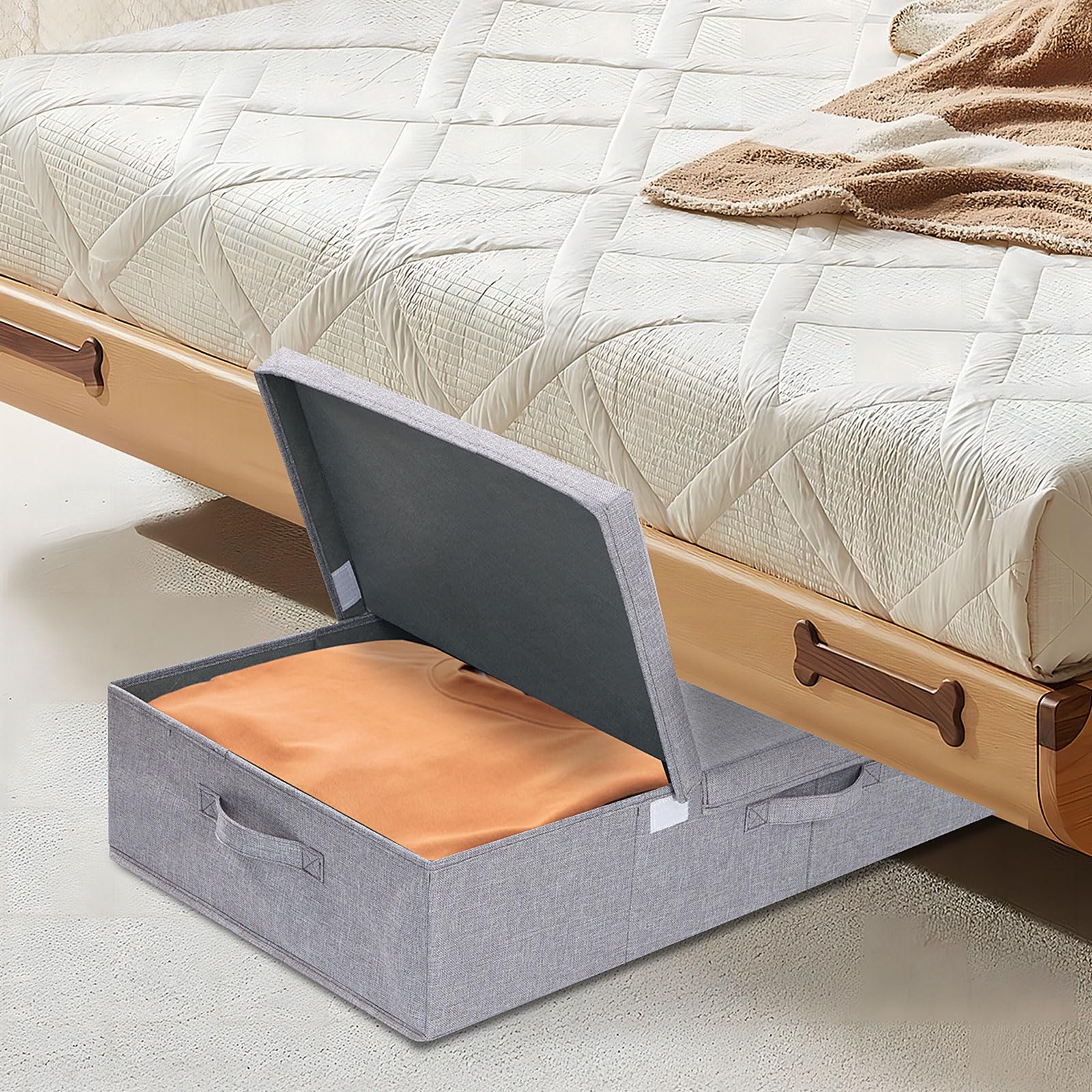 Unterbettkommode, Grau Aufbewahrungsbox, 3 Pack, 80x40x15cm | Unterbettkommoden,Unterbett Aufbewahrungsboxn,Kleiderschrank Organizer,Aufbewahrungstasche,Stoffboxen mit Griff