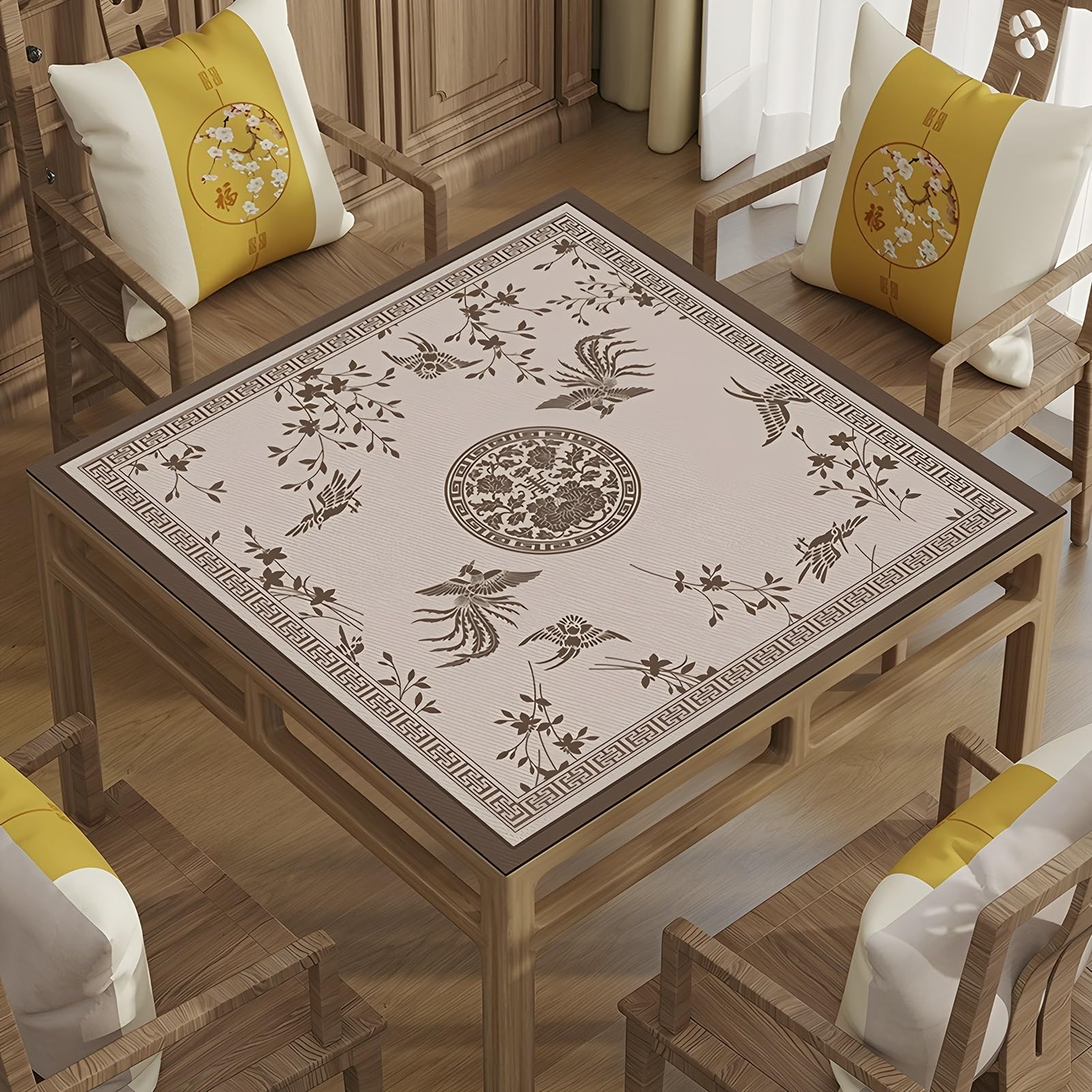 Mata stołowa Mahjong z torbą do przenoszenia, antypoślizgowa osłona redukująca hałas, do mahjonga, pokera, kart i gier planszowych, 90 cm dla lepszego doświadczenia z gry