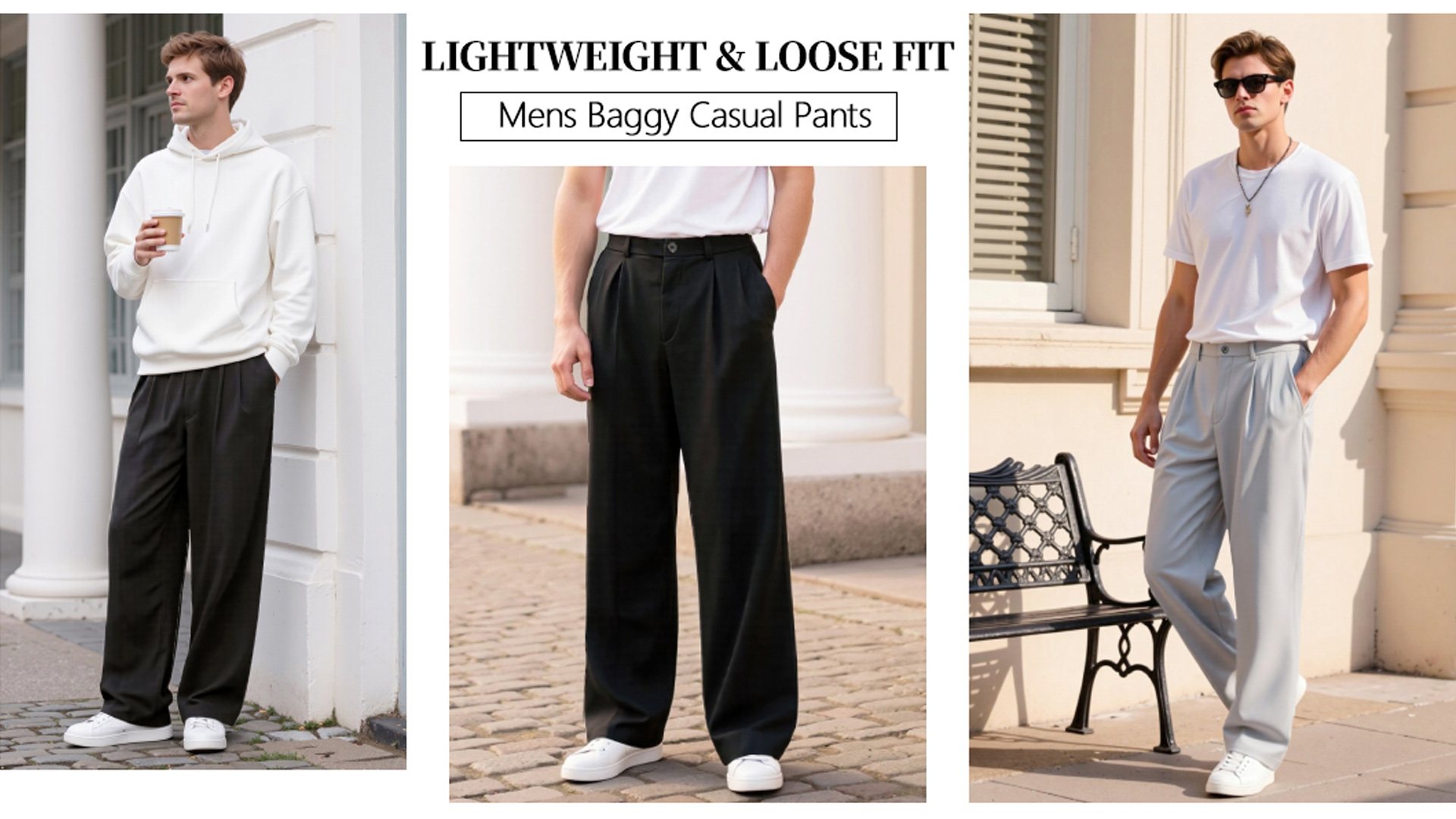 Heyfanee Mens Dress Pants Baggy Wide Leg Casual Pants Slacks Army