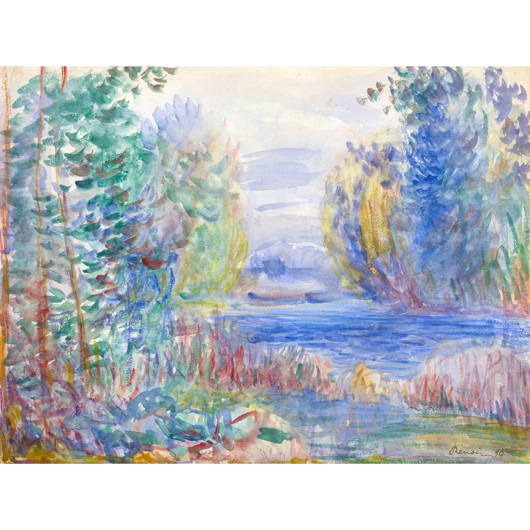 Renoir River Landscape 1890 Large Wall Art Print Canvas Premium Poster Mural