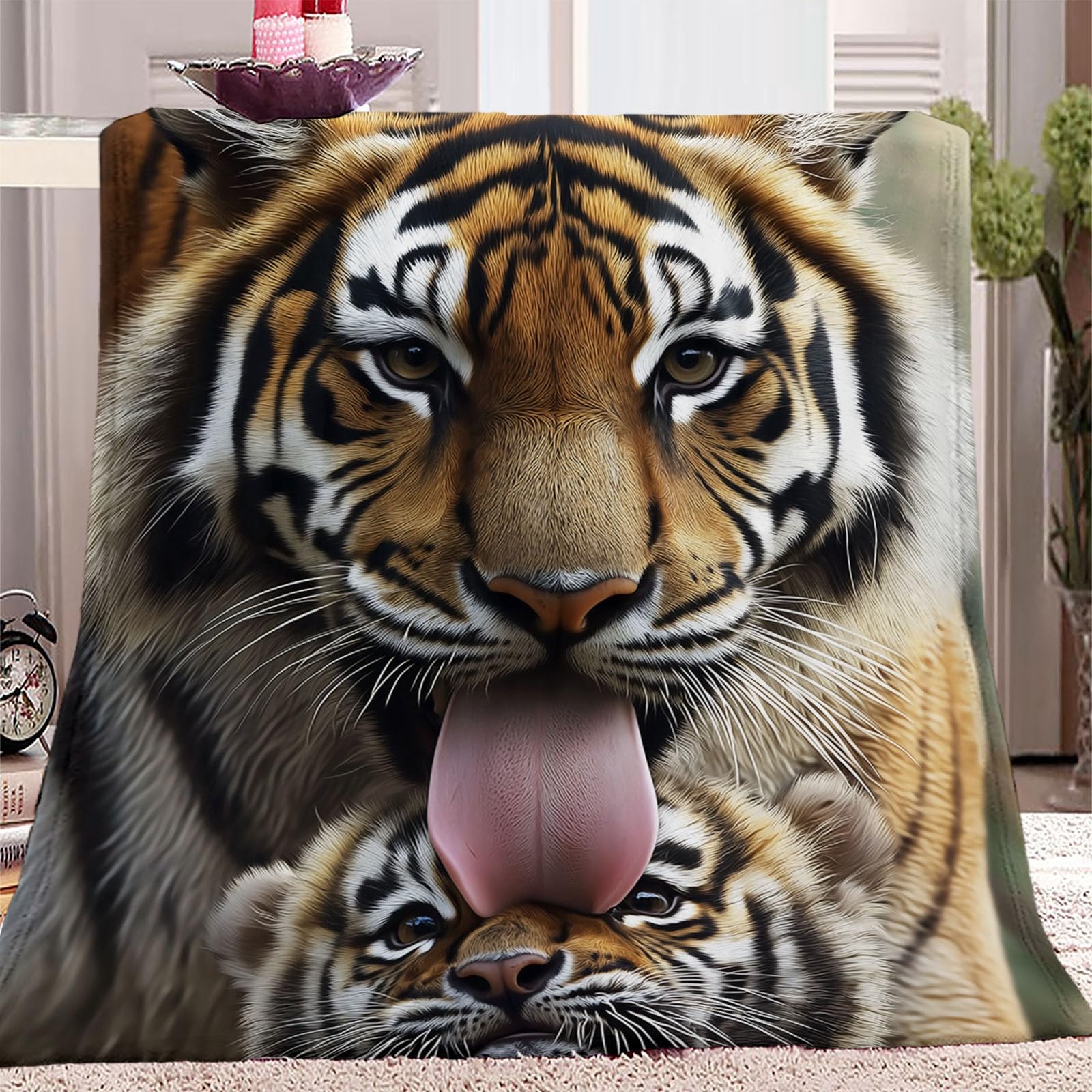 Manta Franela para Cama Manta para Sofá Suaves 100% Microfibra Grande Broncearse Flannel Blanket Lindo Animal de Cerca Manta Invierno Calentitas 200 x 200 cm