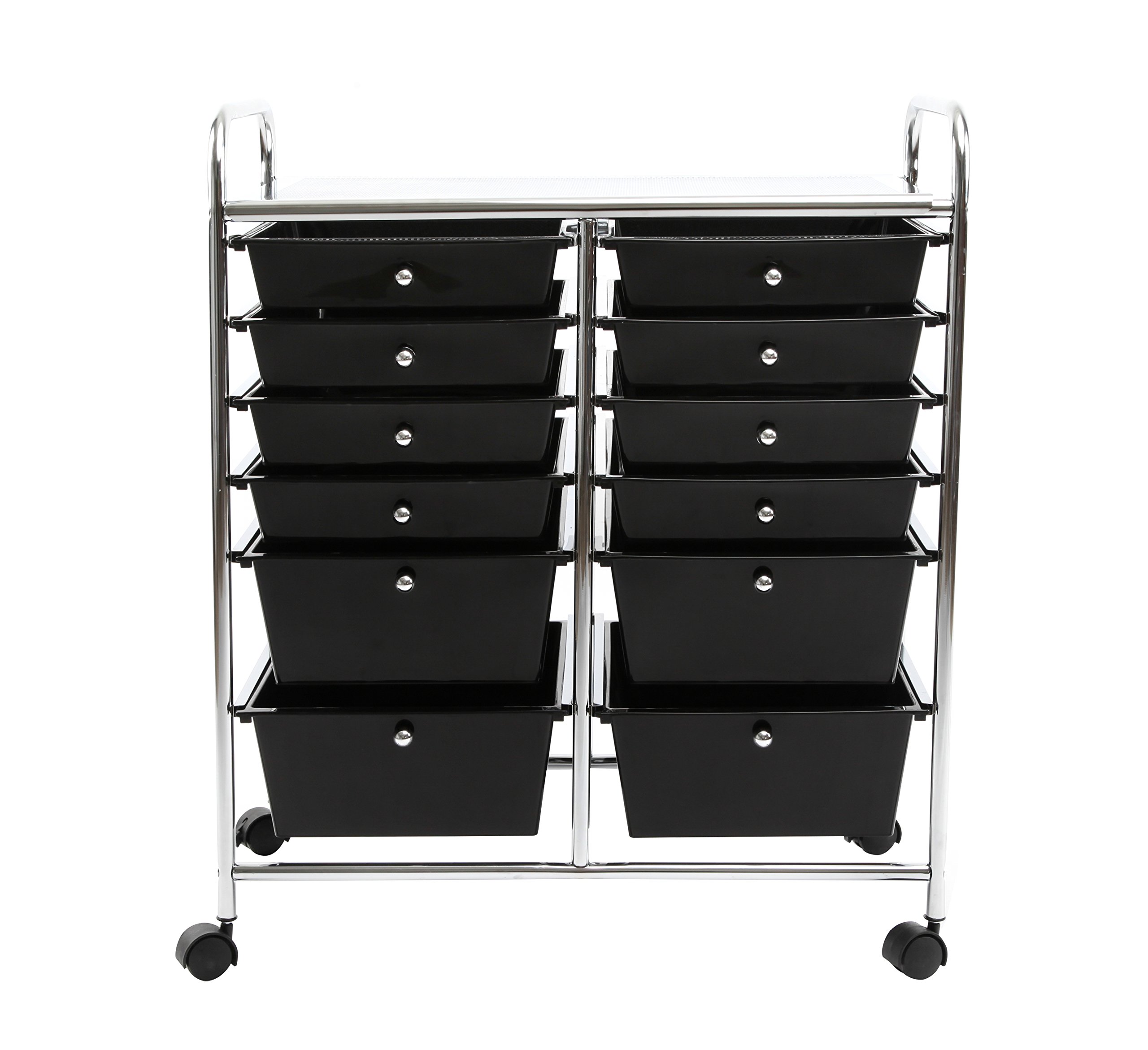 Finnhomy 12Drawer Plastic Portable Mobile Organizer, MultiPurpose Utility Double Rolling