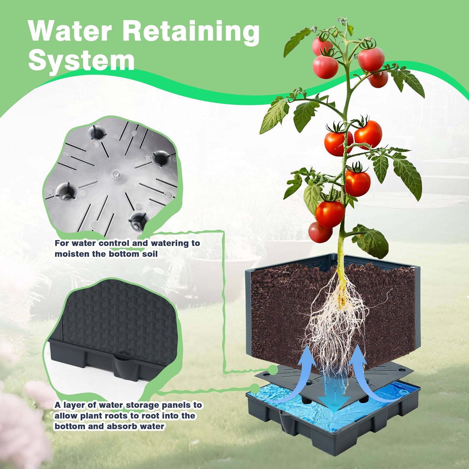 Raised Garden Bed Planter Box, 2 Pack 56" Self-Watering Tomato Planter with Trellis for Climbing Vegetables Plants Grape Fruit Flowers,Use for Indoor Outdoor Garden Patio