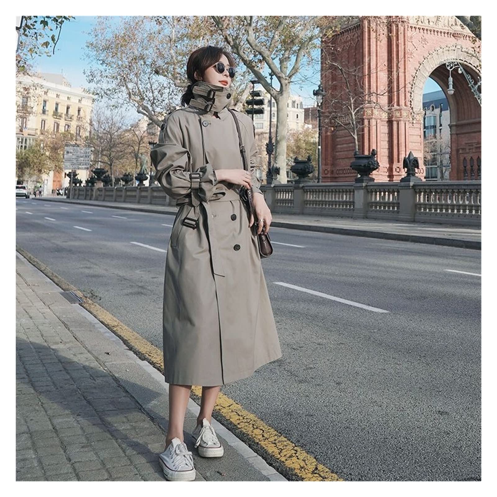 Long Trench Coat Ladies Breasted Slim Trench Coat Female Outwear Windbreaker Street Womens Clothing