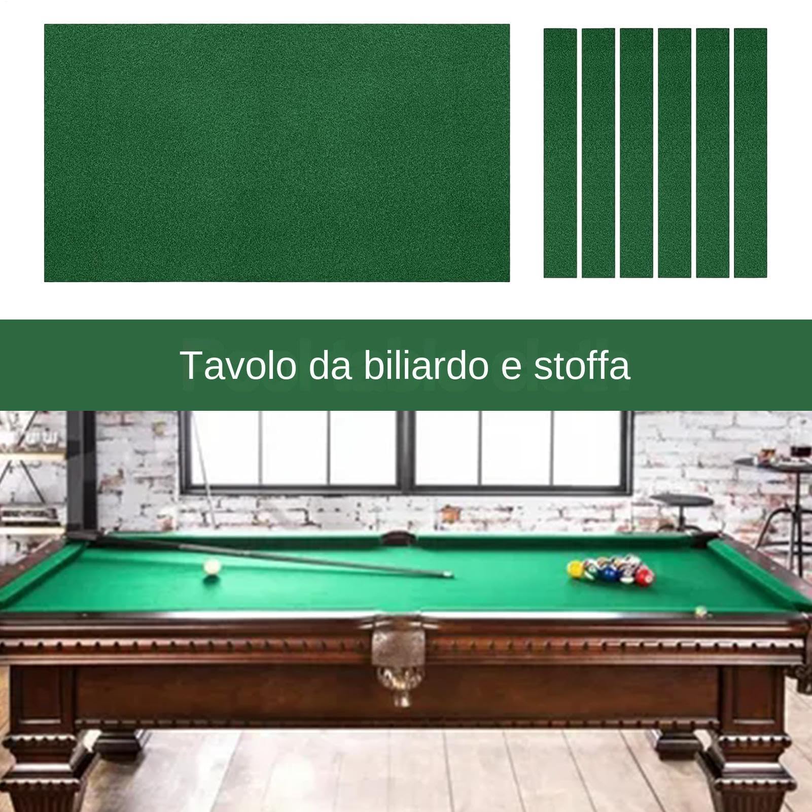Generico Ersatz für Billard – Professionelles Billardtuch-Set, Abdeckung für lang, 6 Stoffstreifen für Schienen | strapazierfähiger Stoff für B