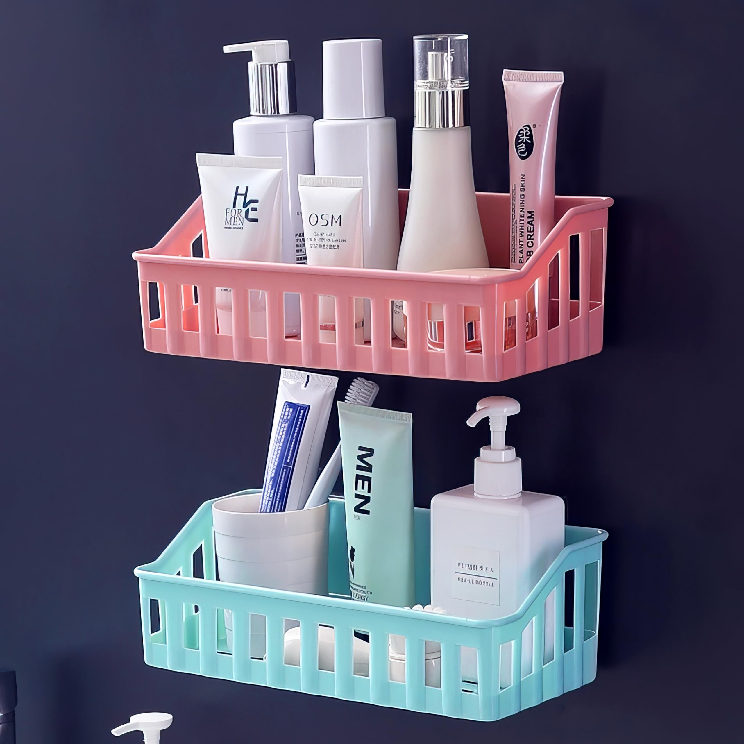 PIXERDOT Pack of 2 Bathroom Shelf for Wall Self Adhesive, Bathroom Organiser without Drill, Self Adhesive Shelf for Bathroom, Bathroom Shelf for Wall Plastic, Shelf for Bathroom Accessories Items. (B0BPC7LRVT) Amazon Price History, Amazon Price Tracker
