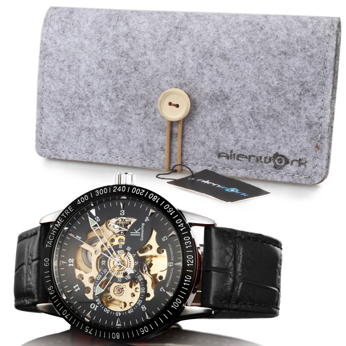 Alienwork IK Automatikuhr Armbanduhr Herren Damen Skelett Glasboden